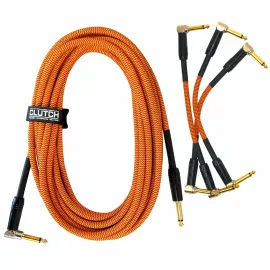 20 ft 1/4" & 6" Patch Male Instrument Guitar Bass Amp Gold Tip Cables Cords Pack