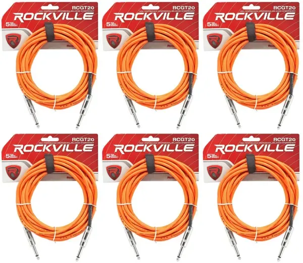 Инструментальный кабель Rockville RCGT20O Orange 6.1 м (6 штук)