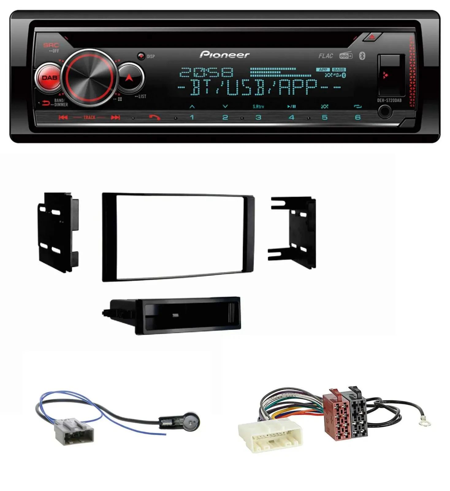 Pioneer MP3 DAB CD Bluetooth USB Autoradio für Nissan Micra 2013-2017 schwarz ma