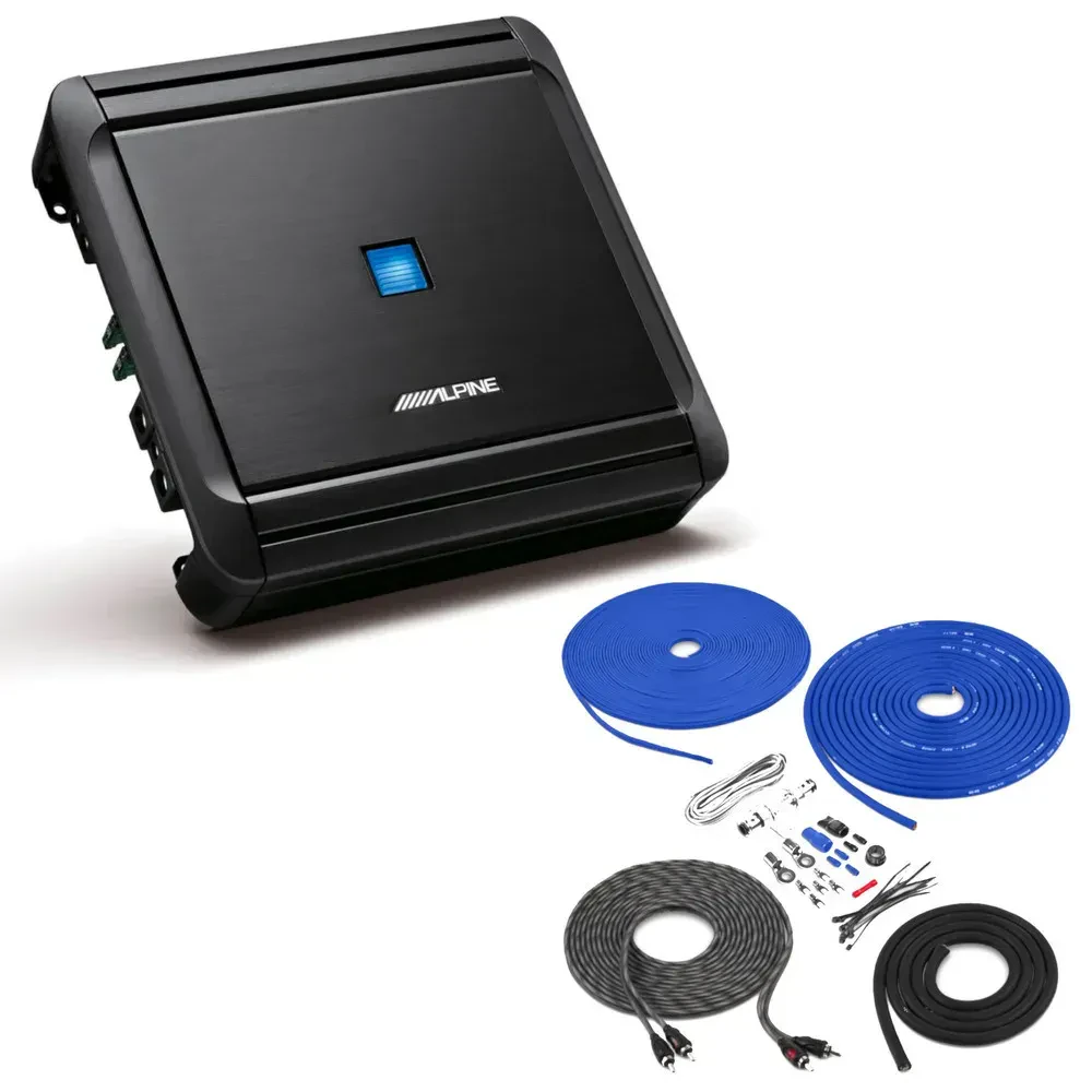Усилитель мощности для автомобиля Alpine MRV-M500 V-Power Series 1-канальный (моноблок) (набор, Blue Amp Kit)