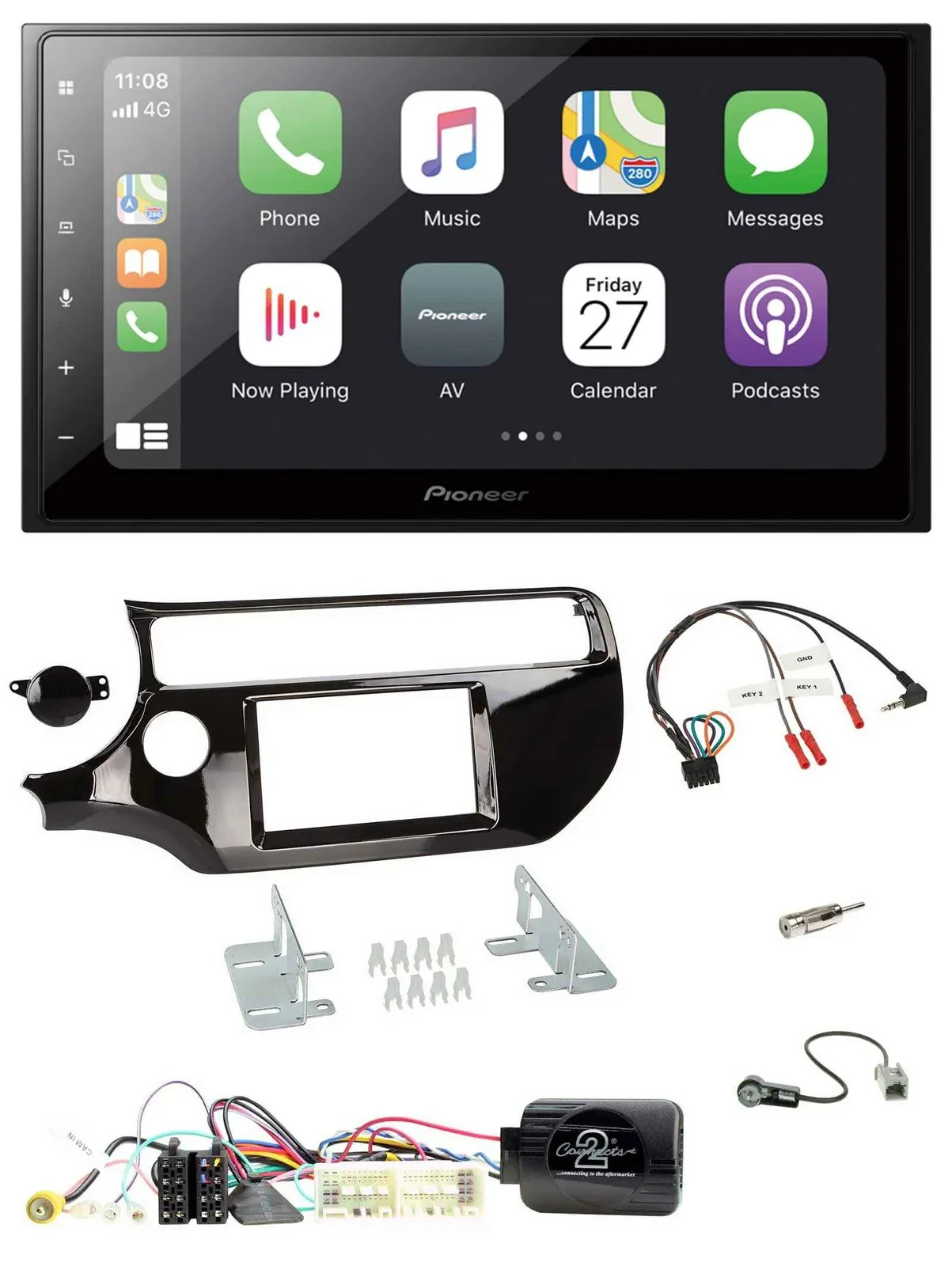 Pioneer Lenkrad Bluetooth DAB 2DIN USB Autoradio für Kia Rio UB 2017-2023 piano