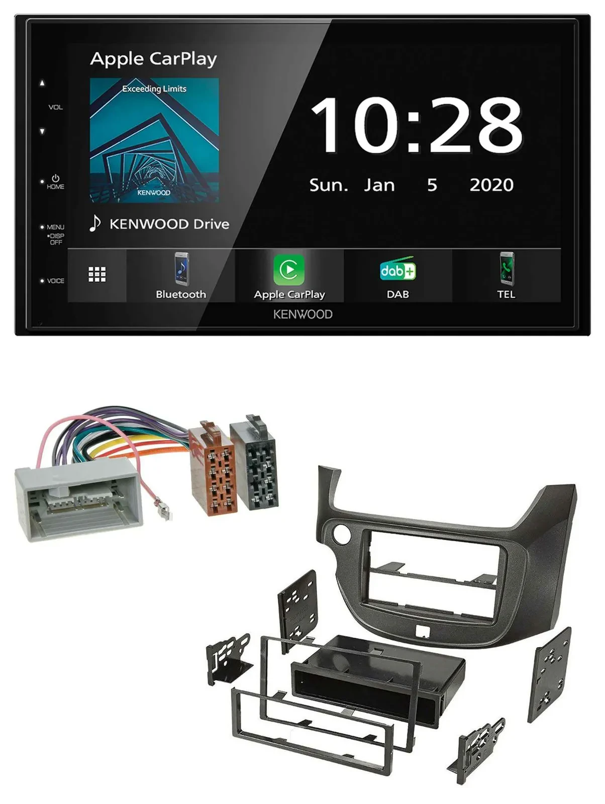 Kenwood Bluetooth MP3 DAB USB 2DIN Autoradio für Honda Jazz ab 09 dunkelgrau