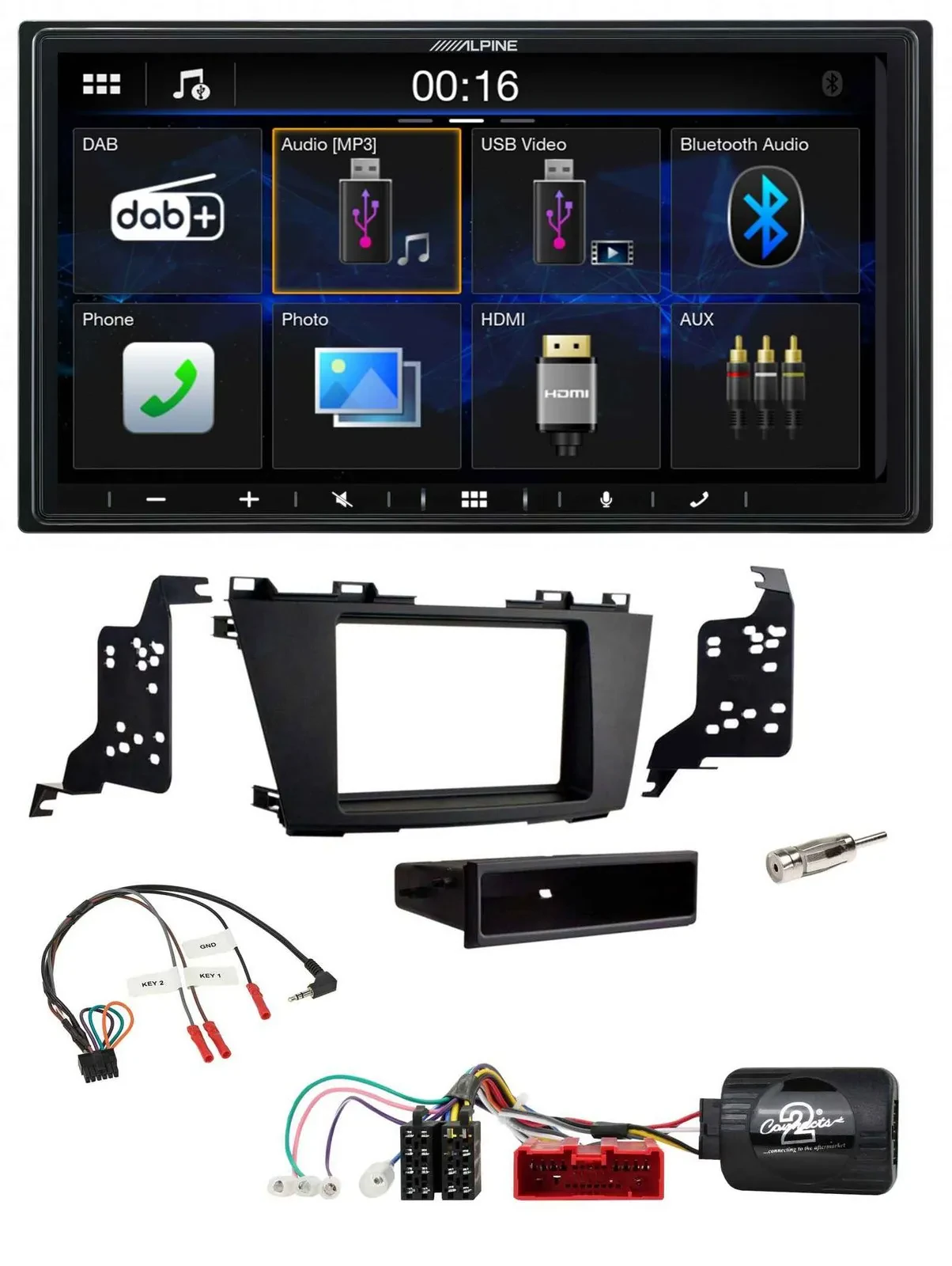 Alpine Bluetooth 2DIN Lenkrad DAB USB Autoradio für Mazda 5 2010-2015