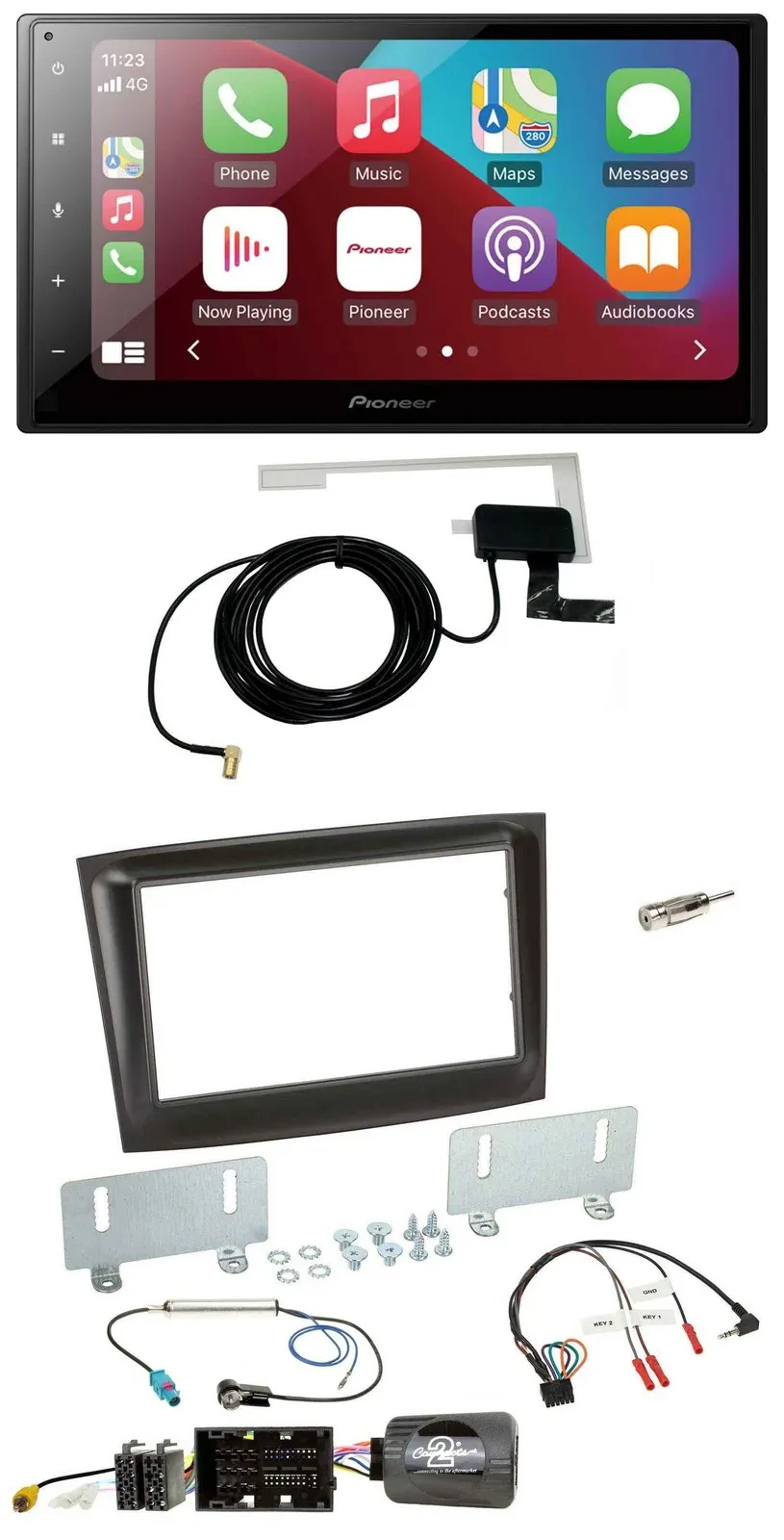 Pioneer USB Bluetooth DAB Lenkrad 2DIN Autoradio für Fiat Doblo ab 2015 schwarz