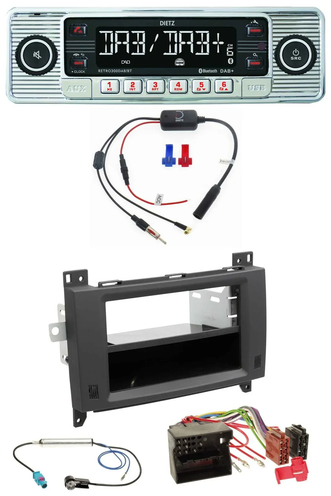Dietz DAB USB MP3 Bluetooth Autoradio für Mercedes Vito Viano 06-14 Rubbertouch