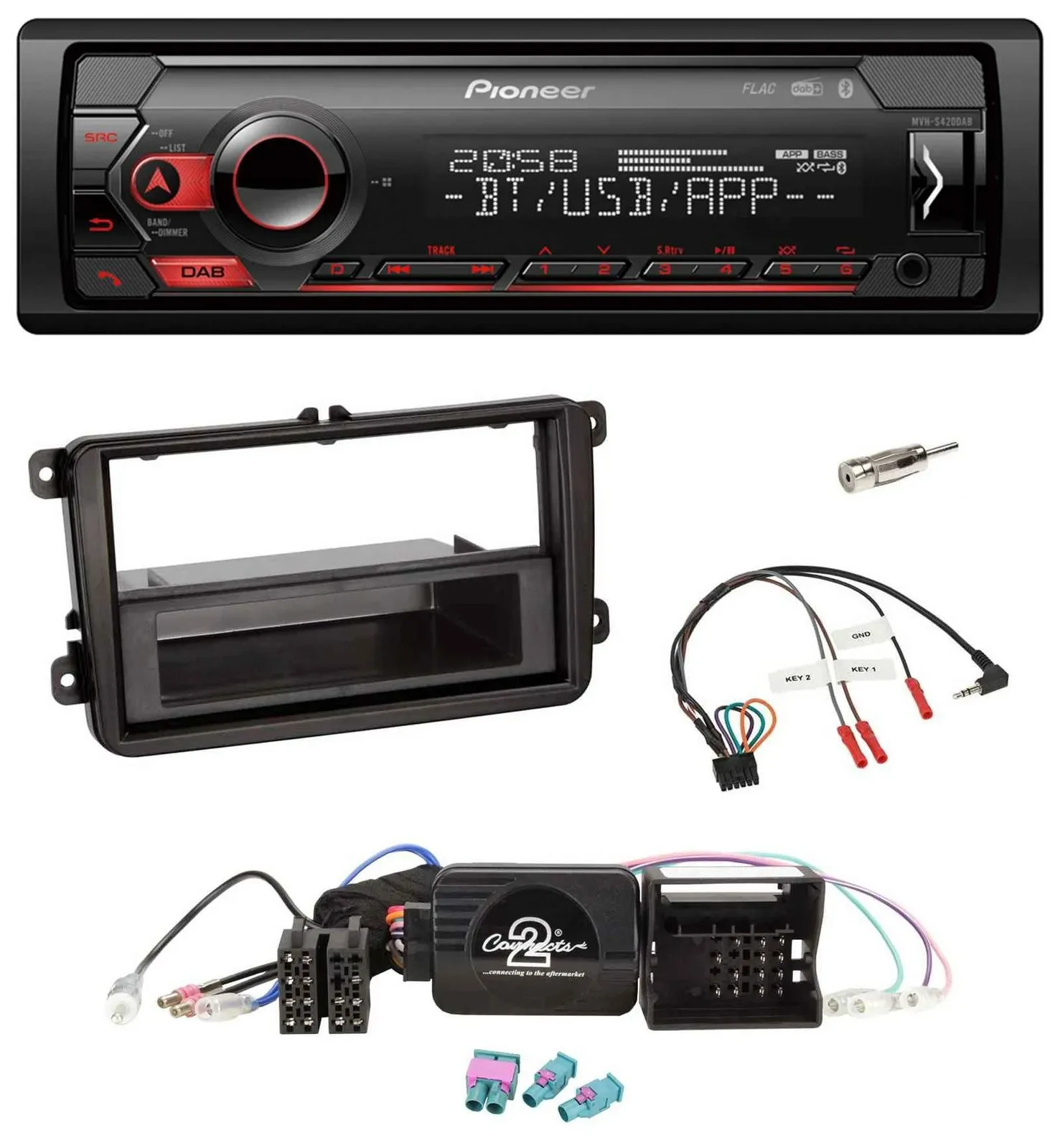 Pioneer Lenkrad USB DAB Bluetooth Autoradio für VW Amarok Beetle EOS Caddy Golf