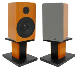 (2) Rockville RockShelf 58C Wood 5.25" Home Bookshelf Speakers+8" Wood Stands