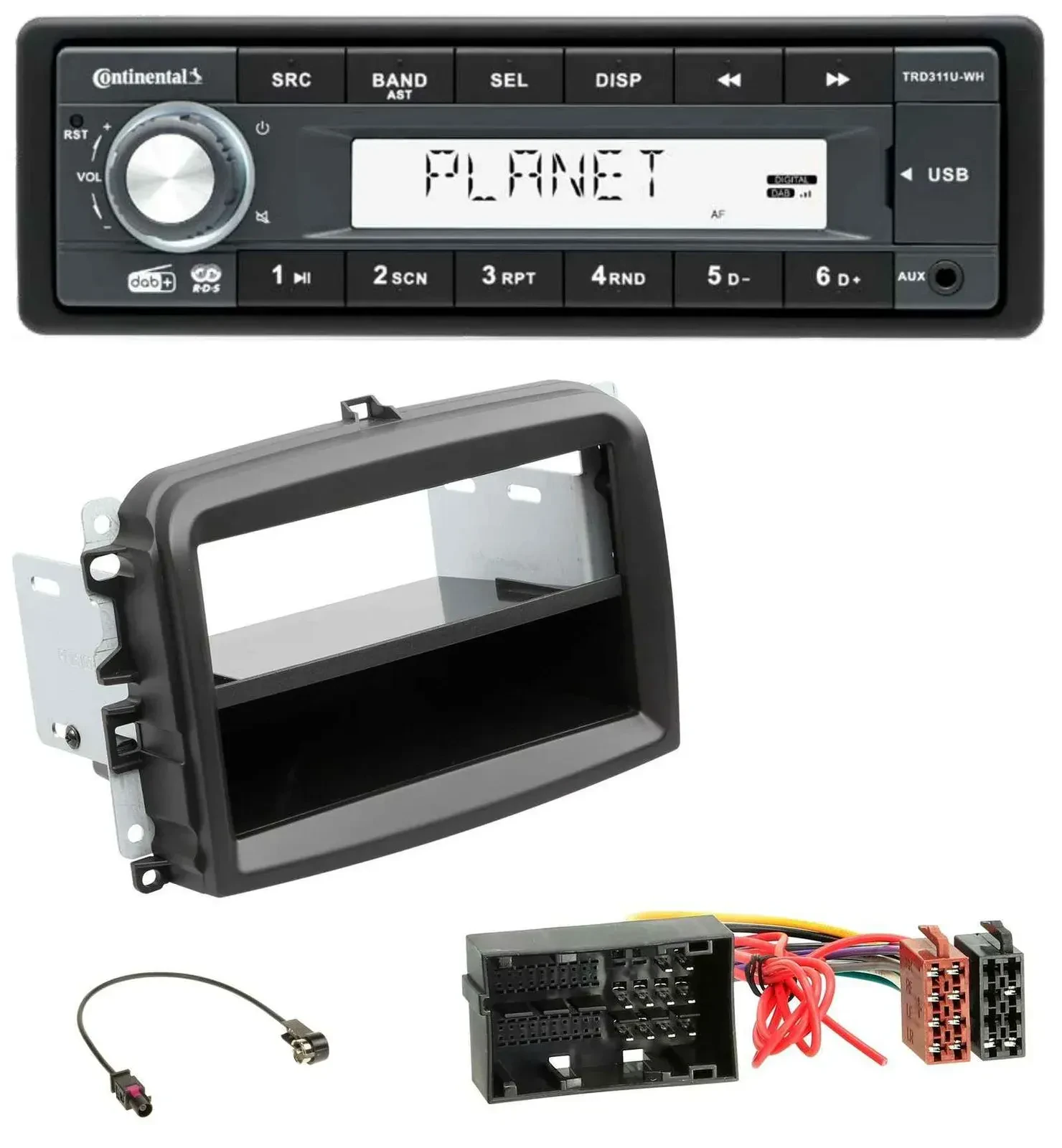 Continental MP3 AUX USB DAB 1DIN Autoradio für Fiat 500 L (ab 2012)