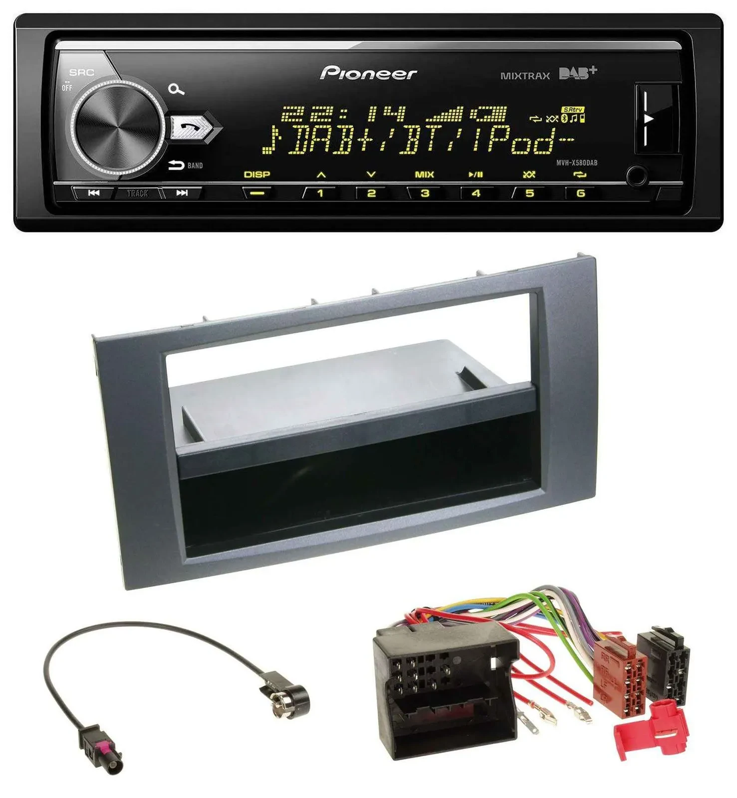 Автомагнитола Pioneer Bluetooth USB DAB MP3 для Ford Fiesta/Focus (2004–2008), антрацит