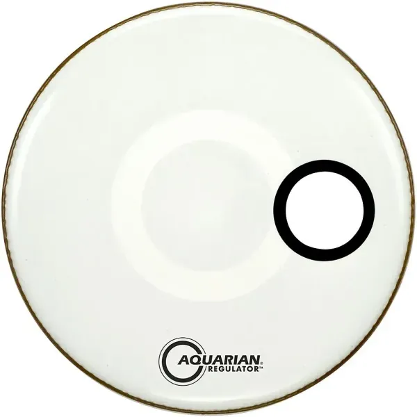 Aquarian Regulator Off-Set Hole Gloss White Bass Drum Head 22 in.