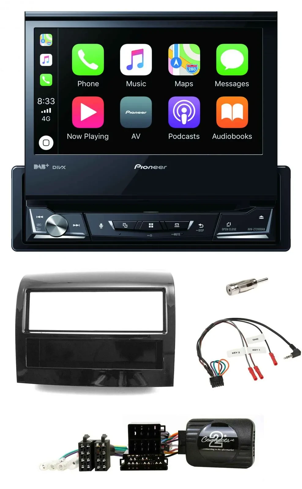 Pioneer DVD Bluetooth DAB USB Lenkrad Autoradio für Fiat Ducato 2012-2015 Piano