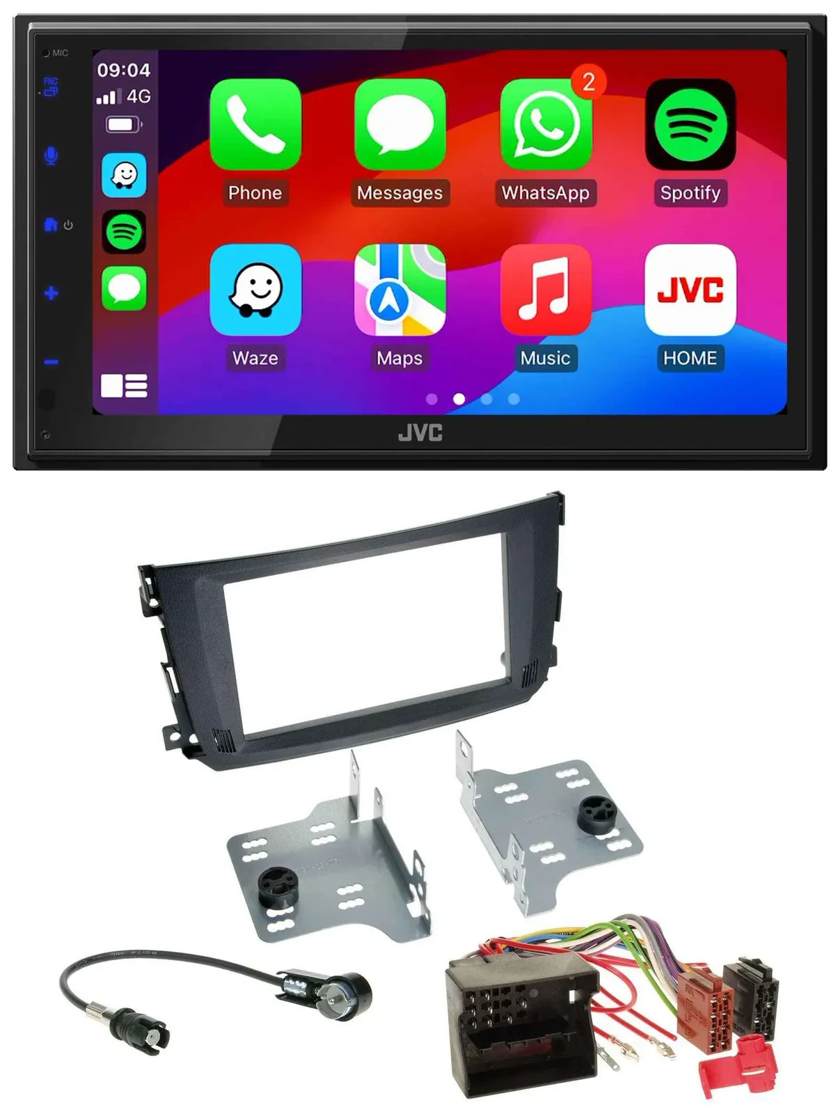 JVC Bluetooth 2DIN MP3 DAB USB Autoradio für Smart ForTwo 2010-14 Quadlock