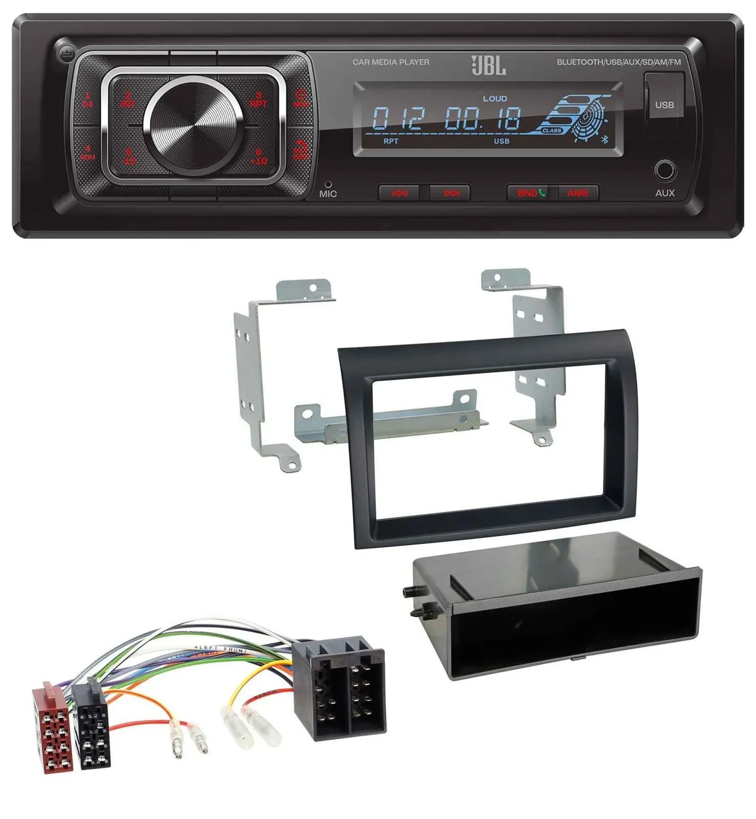 JBL SD AUX MP3 USB Bluetooth Autoradio für Fiat Ducato (2006-2010) schwarz