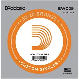 Струна одиночная D'Addario BW029 Bronze 80/20 029