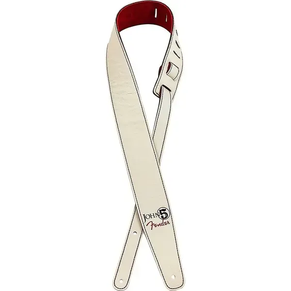 Ремень для гитары Fender John 5 Leather Strap White Red