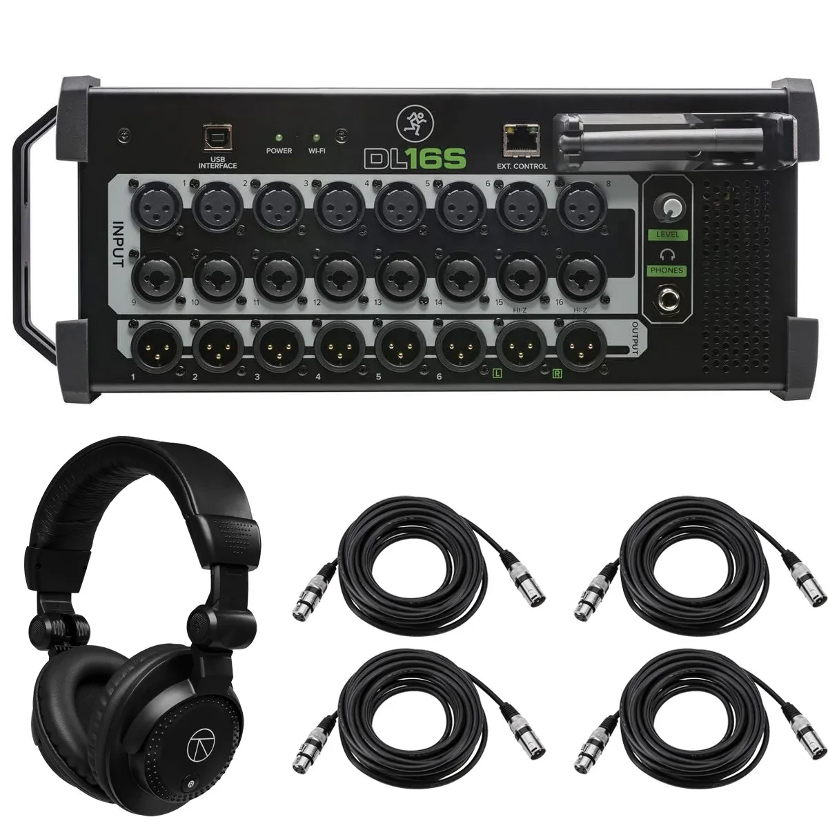 Mackie DL16S 16-Ch Wireless Digital Live Sound Mixer, w/Headphone, 4x XLR Cable