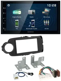 Автомагнитола Kenwood 2 DIN Bluetooth MP3 USB DAB для Toyota Yaris (2011–2020), черный