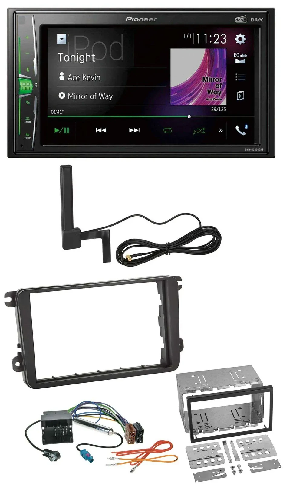 Pioneer MP3 DAB AUX 2DIN Bluetooth Autoradio für VW Sharan ab 10 Tiguan ab 07 To