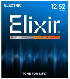 Струны для электрогитары Elixir 12152 NanoWeb Heavy 12-52