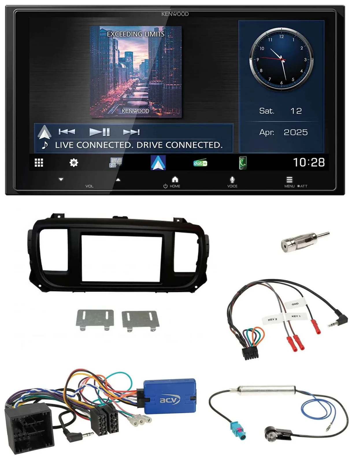 Kenwood Bluetooth 2DIN USB DAB Lenkrad Autoradio für Citroen Spacetourer Jumpy o