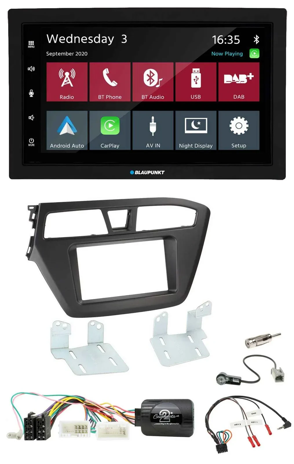 Blaupunkt DAB Bluetooth USB Lenkrad 2DIN Autoradio für Hyundai i20 ab 2015 ohne