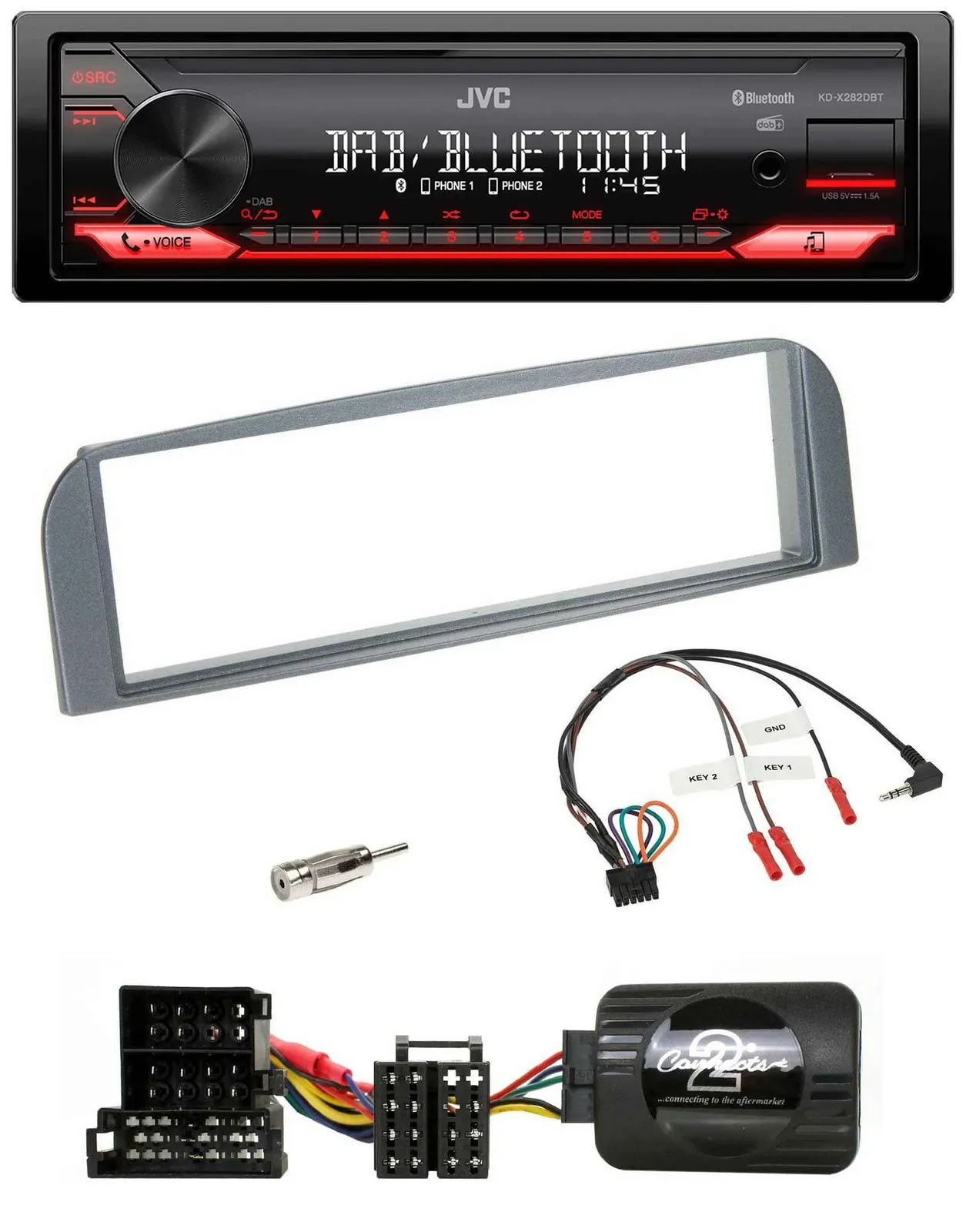 JVC Bluetooth USB DAB Lenkrad Autoradio für Alfa 147 GT anthrazit