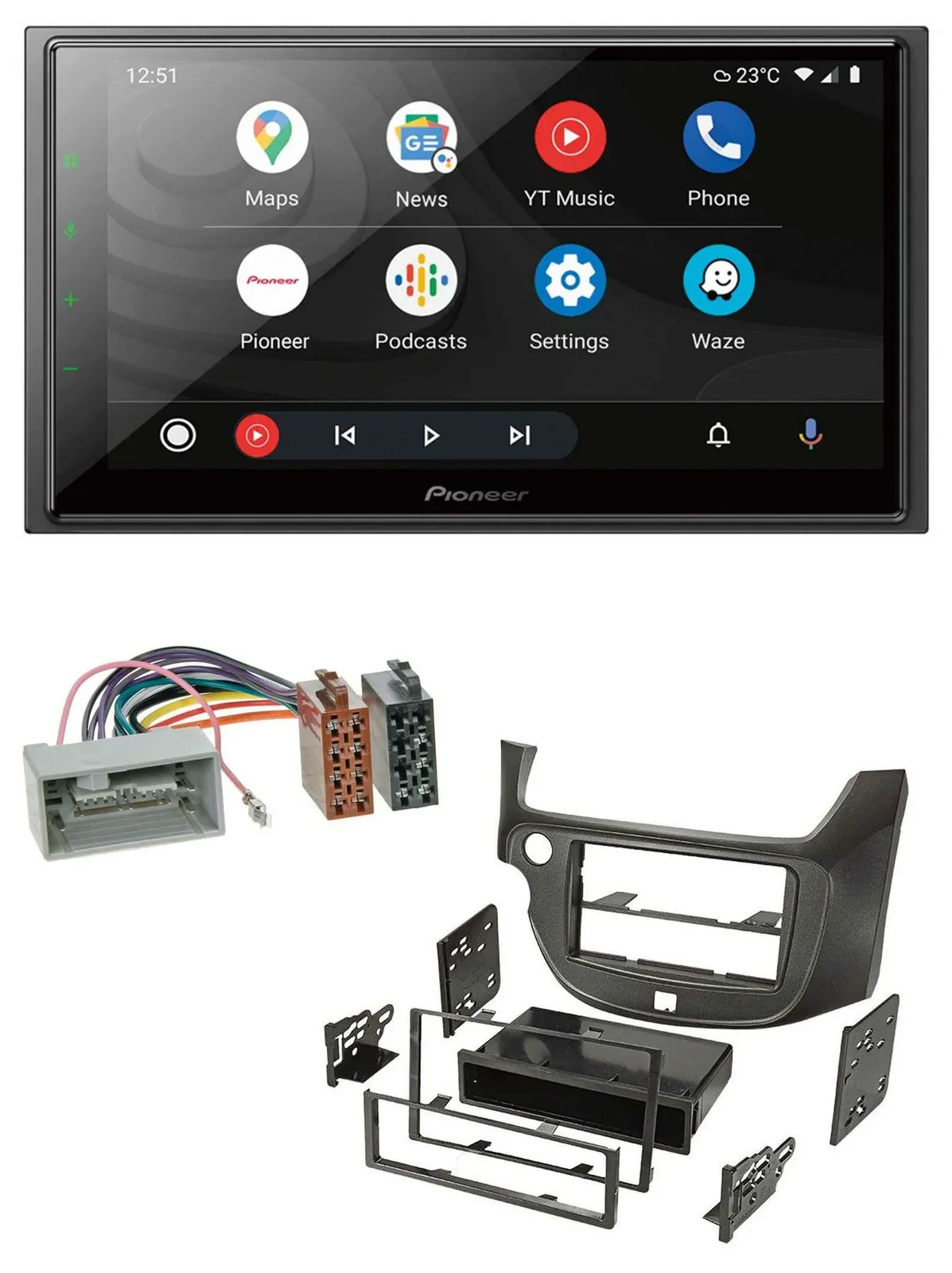 Автомагнитола для Honda Jazz (с 2009) Pioneer 2-DIN, DAB, Bluetooth, USB, MP3, темно-серая