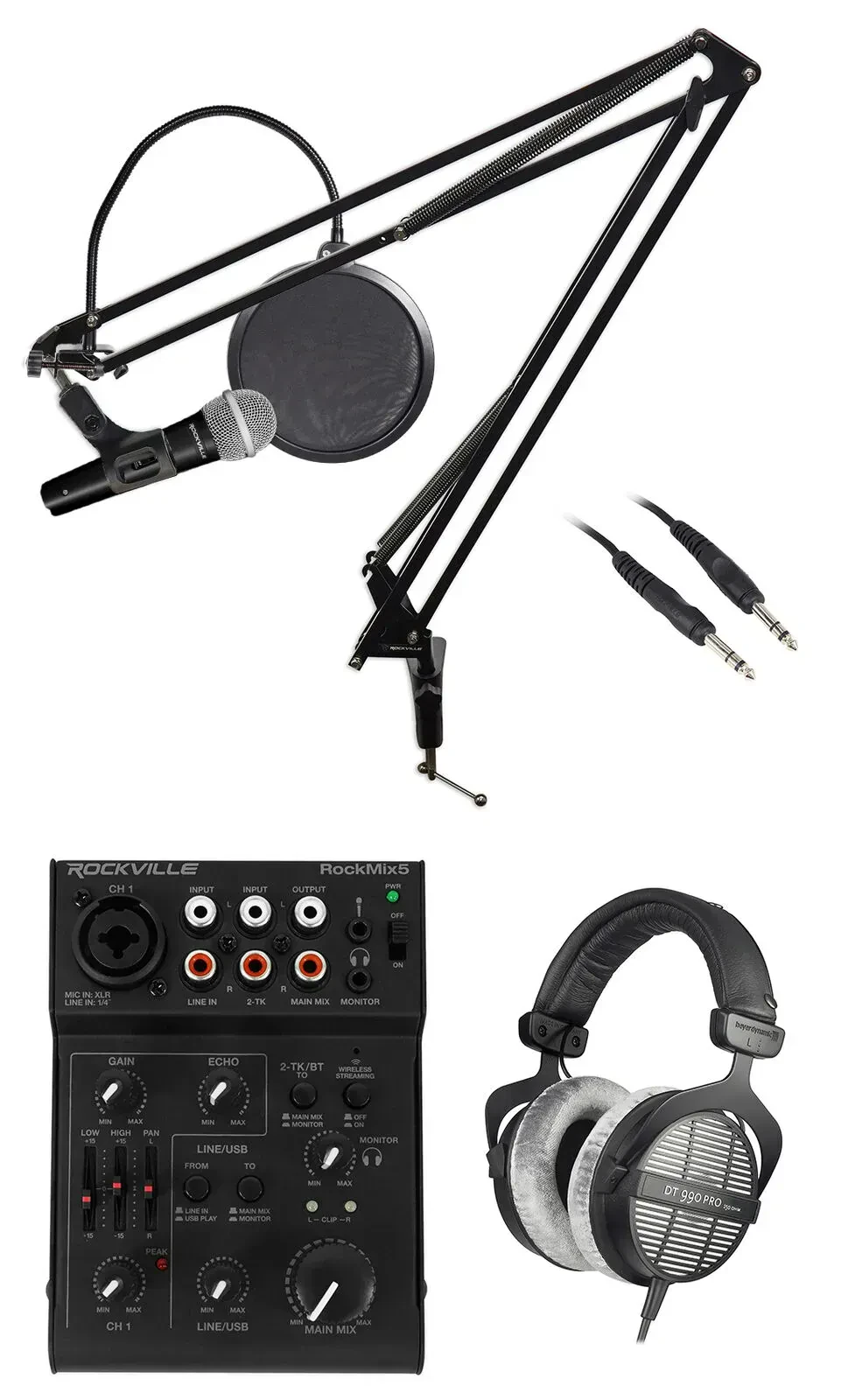 Комплект для подкастов Rockville RockMix 5+DT-990-PRO-250 BROAD 1-2