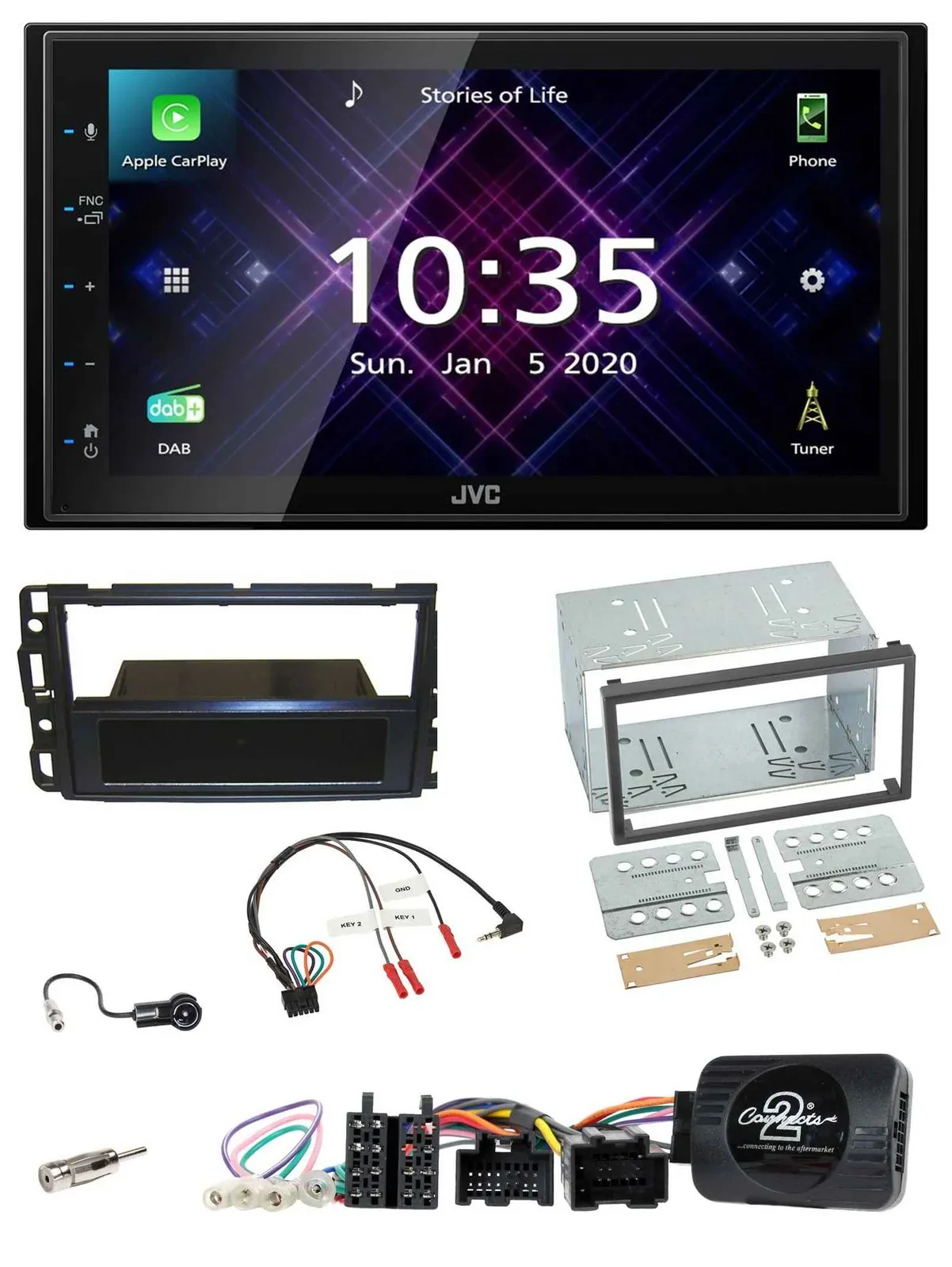 JVC DAB 2DIN Lenkrad Bluetooth USB Autoradio für Cadillac BLS YSCF 2006-2010