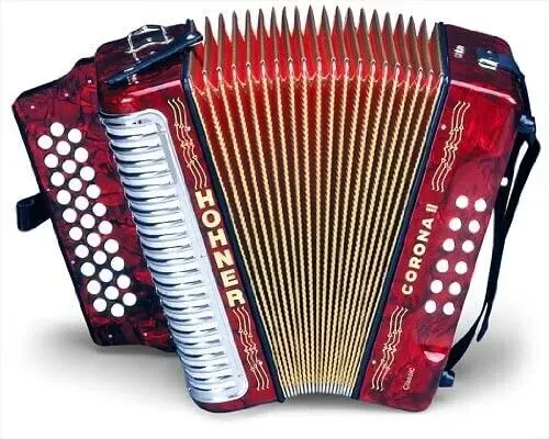 Hohner 3523ER Accordion Corona II Classic EAD, Pearl Red with Bag and Straps