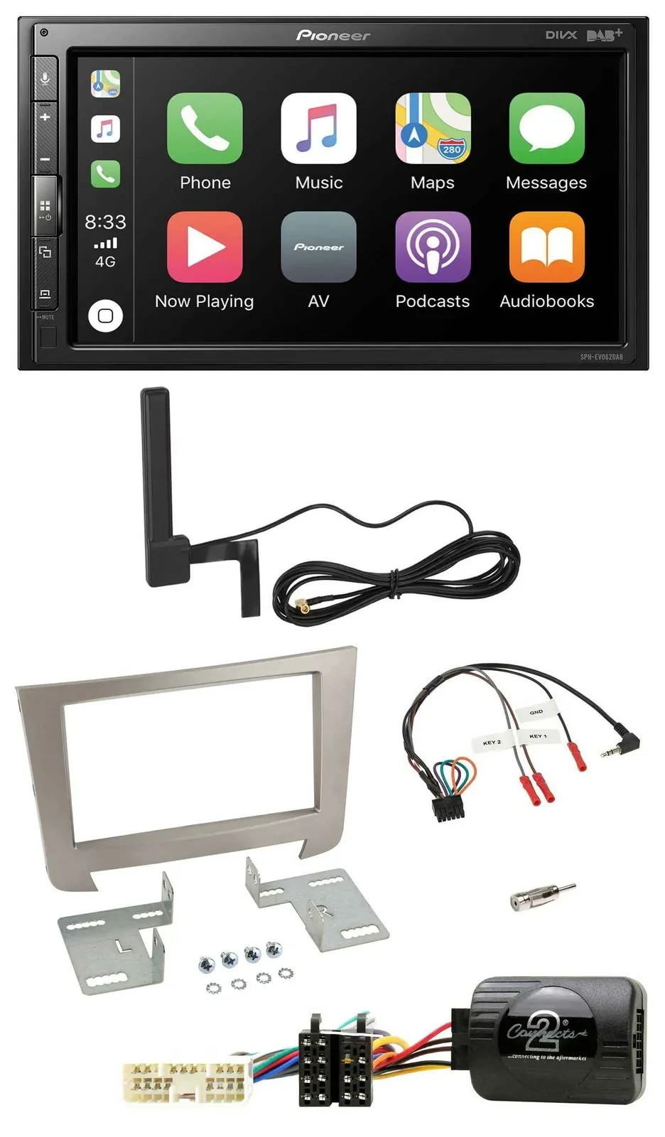 Pioneer USB 2DIN Bluetooth DAB Lenkrad Autoradio für SSangYong Rexton Telefontas