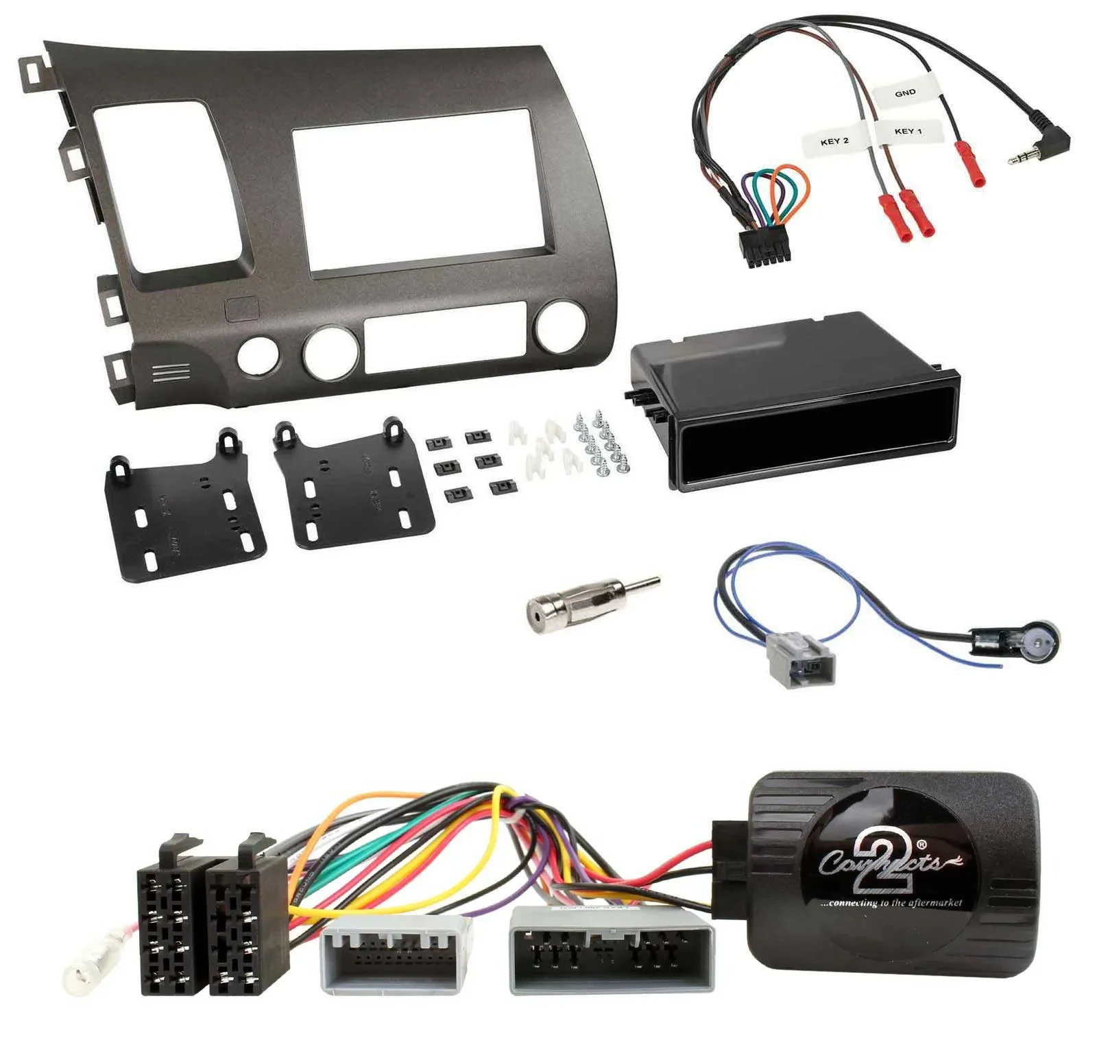 Radioset Lenkradadapter Doppel DIN Autoradio für Honda Civic 06-10 Hybrid anthra