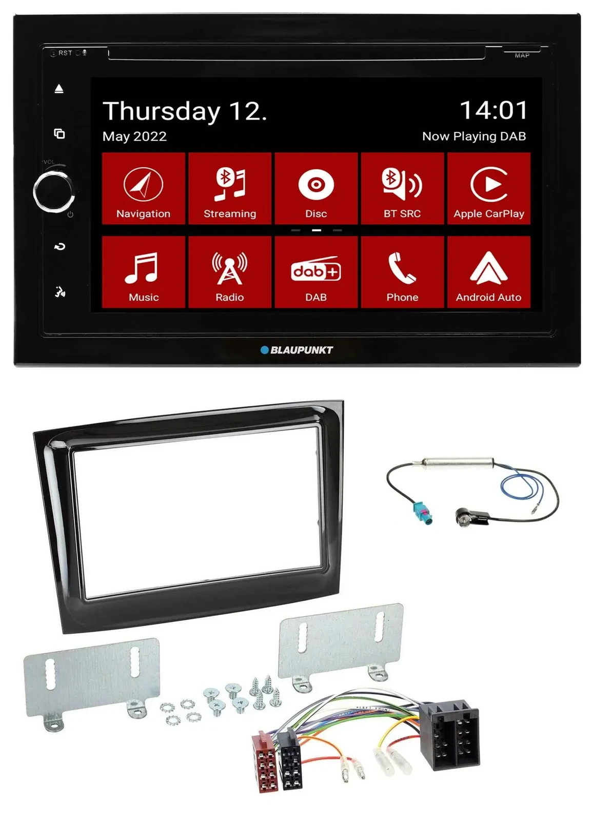 Blaupunkt MP3 DVD Bluetooth DAB 2DIN USB Autoradio für Fiat Doblo ab 15 piano sc