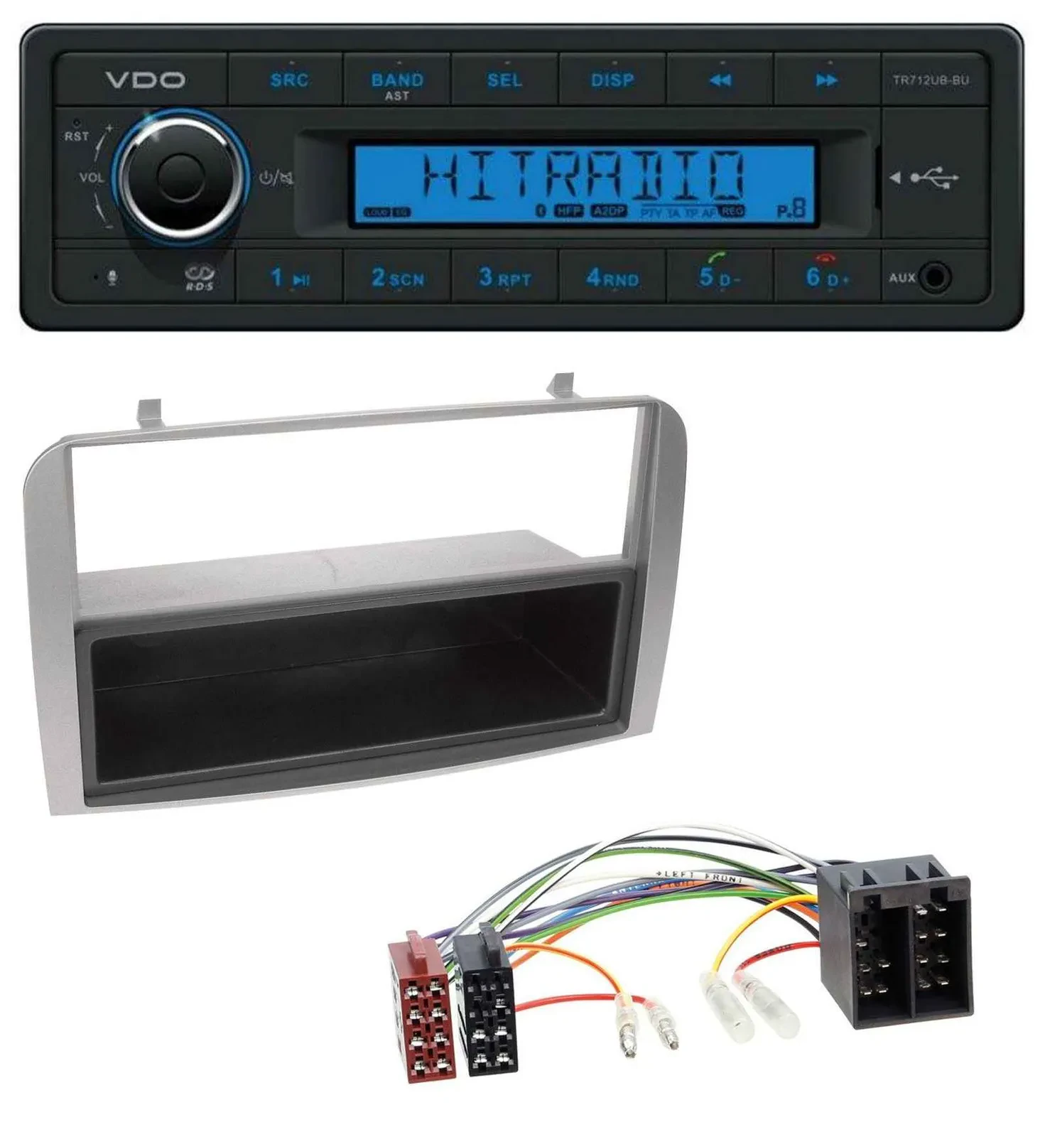 VDO Bluetooth AUX USB MP3 Autoradio für Alfa Romeo 147 GT silber Ablagefach