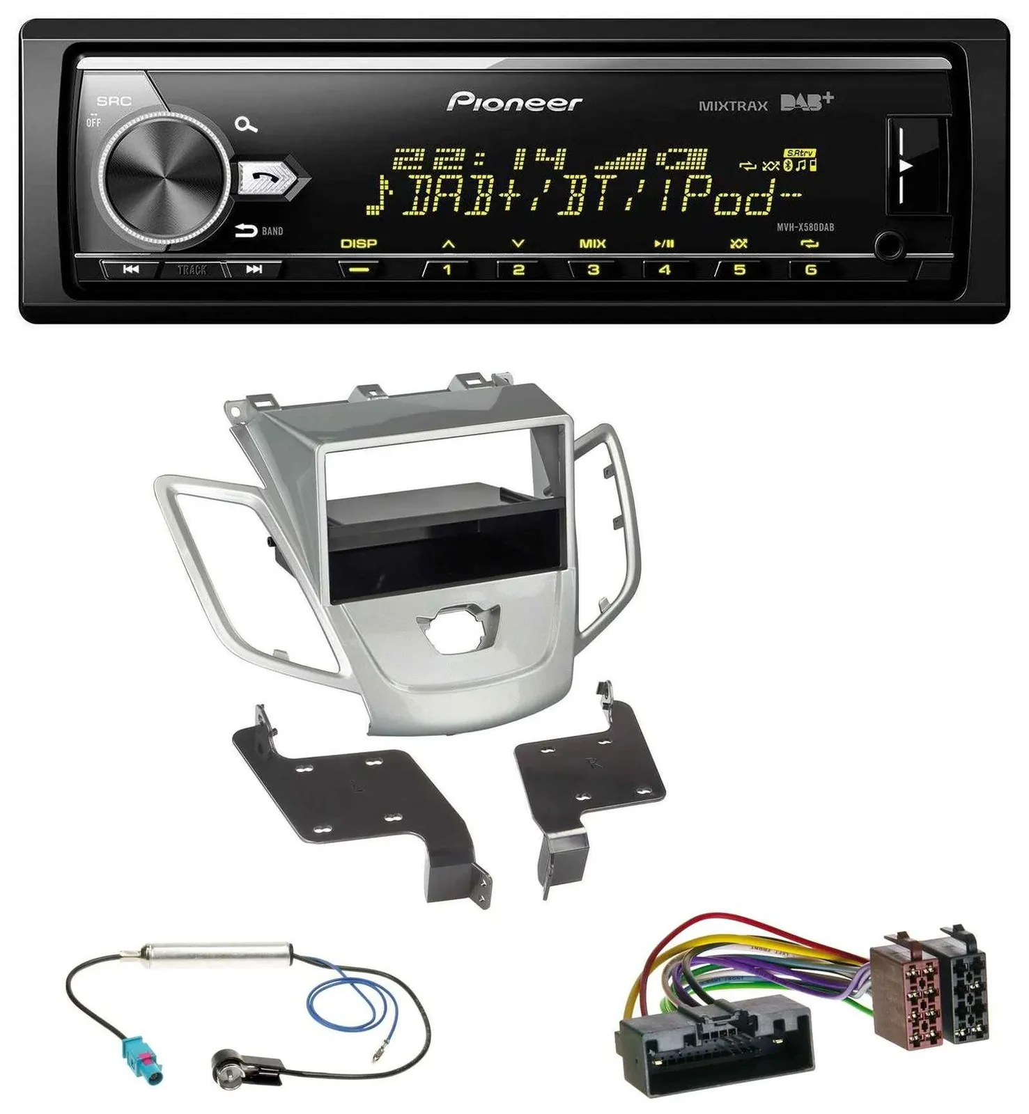 Автомагнитола Pioneer Bluetooth, USB, DAB, MP3 для Ford Fiesta JA8 (2010–2017) без дисплея