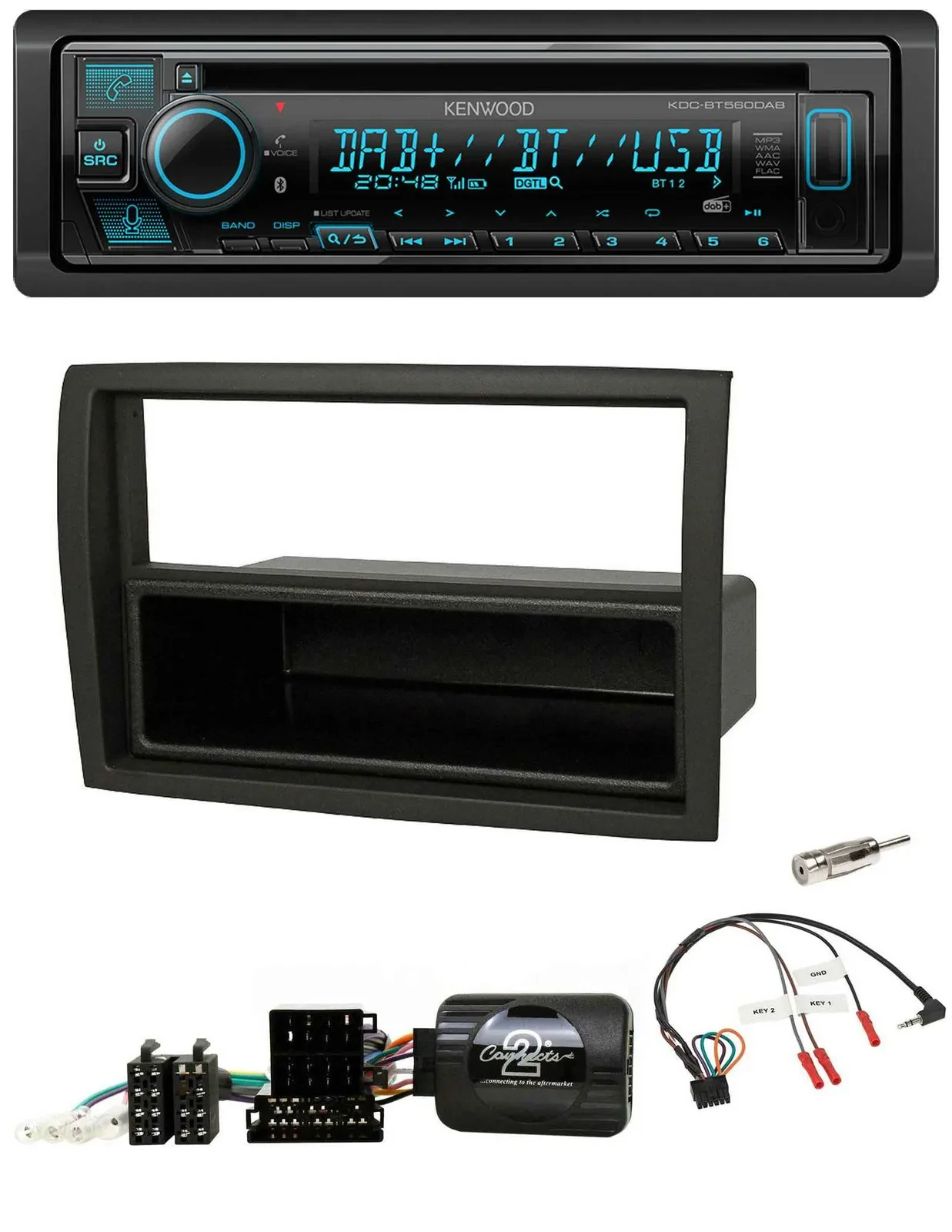 Kenwood Bluetooth DAB CD Lenkrad USB Autoradio für Fiat Ducato 2012-15 schwarz