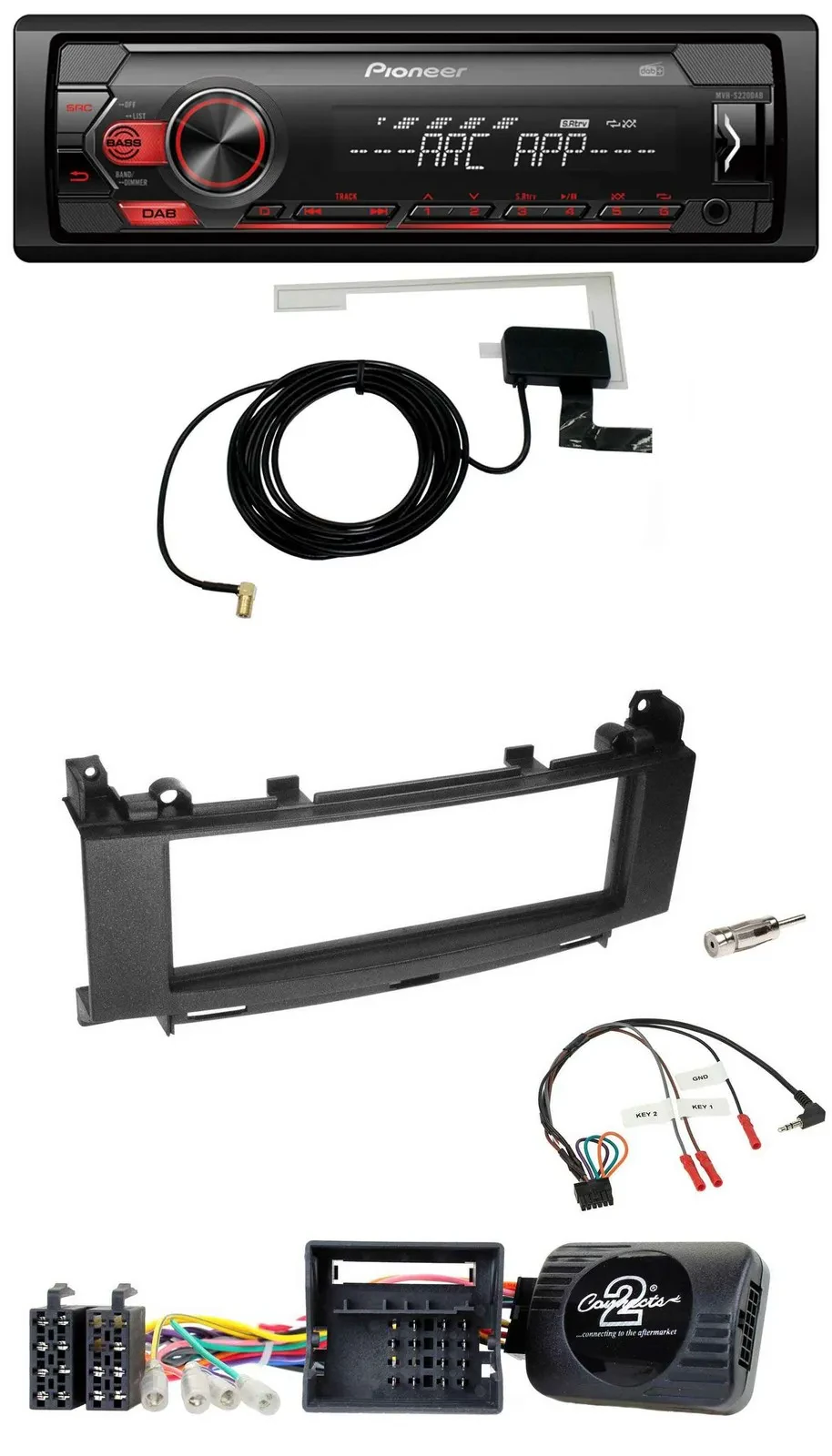 Pioneer 1DIN USB DAB MP3 Lenkrad Autoradio für Mercedes A-Klasse 05-12 B-Klasse