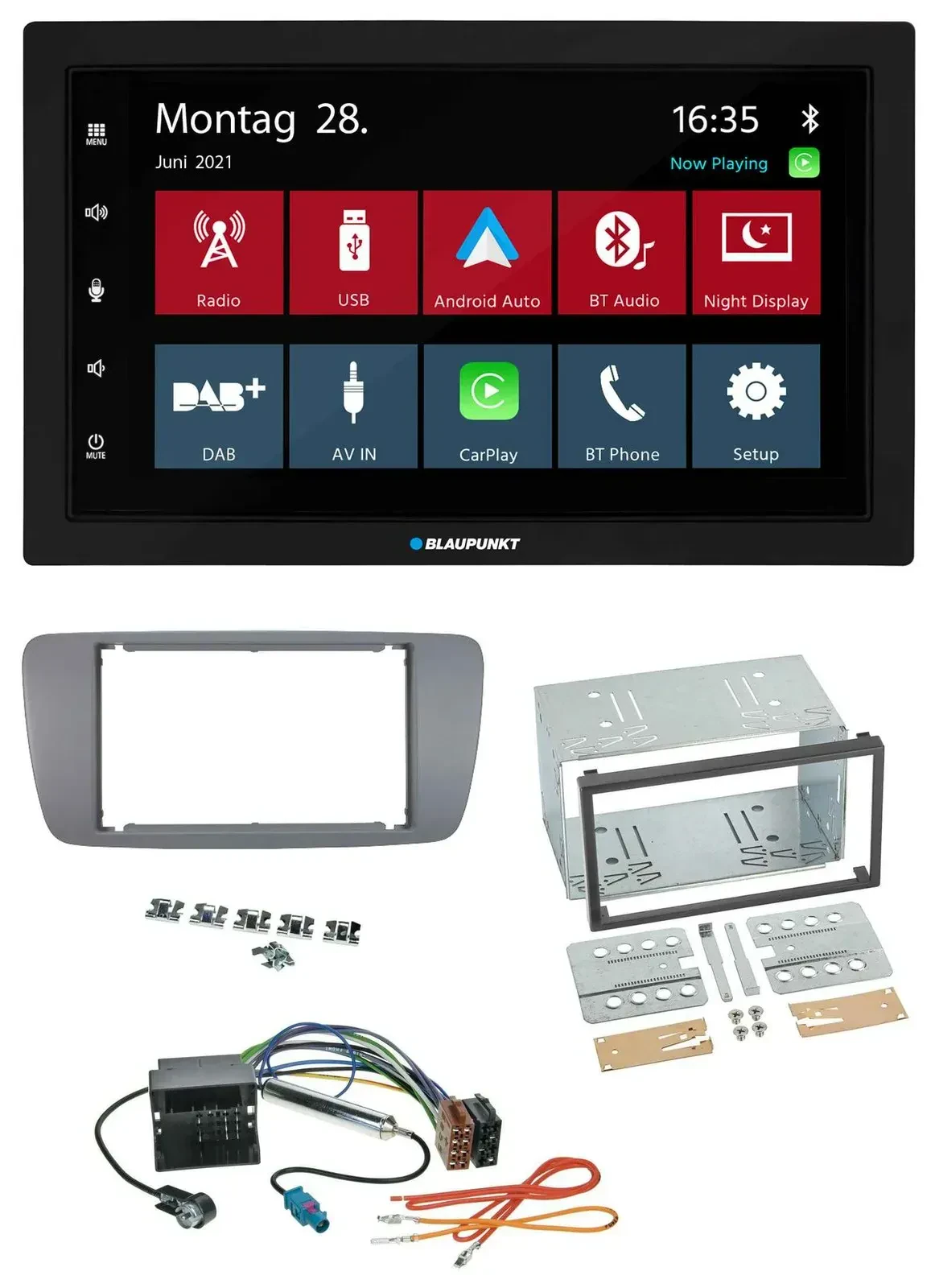 Blaupunkt MP3 Bluetooth DAB 2DIN USB Autoradio für Seat Ibiza ab 08 conemaragrau