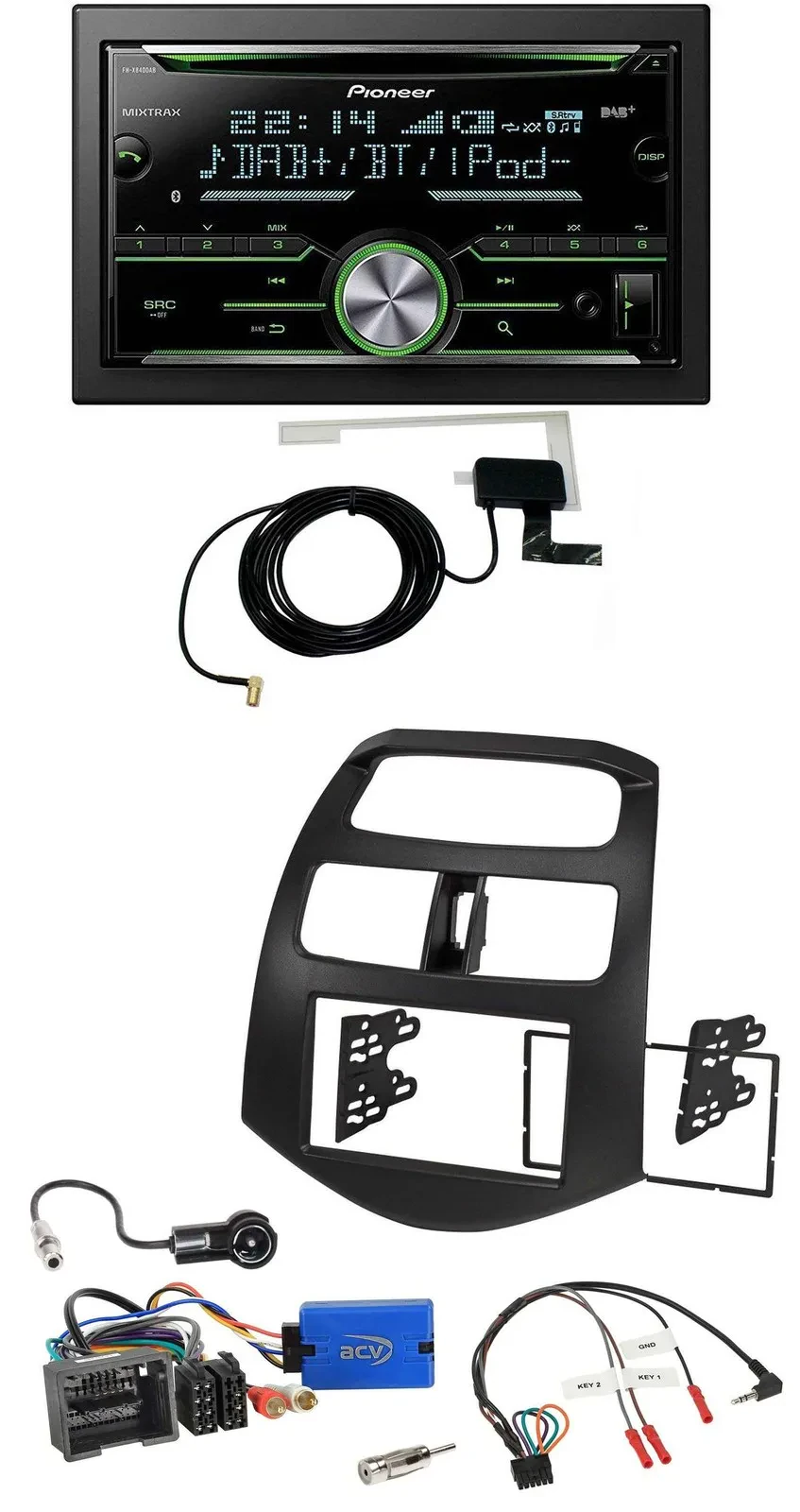 Pioneer CD USB Lenkrad Bluetooth 2DIN DAB Autoradio für Chevrolet Spark 2013-201