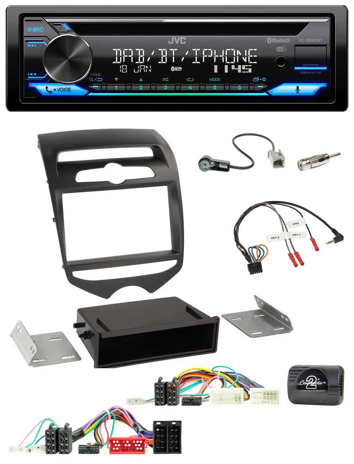JVC Bluetooth Lenkrad USB DAB CD Autoradio für Hyundai ix20 ab 2010 man. Klima