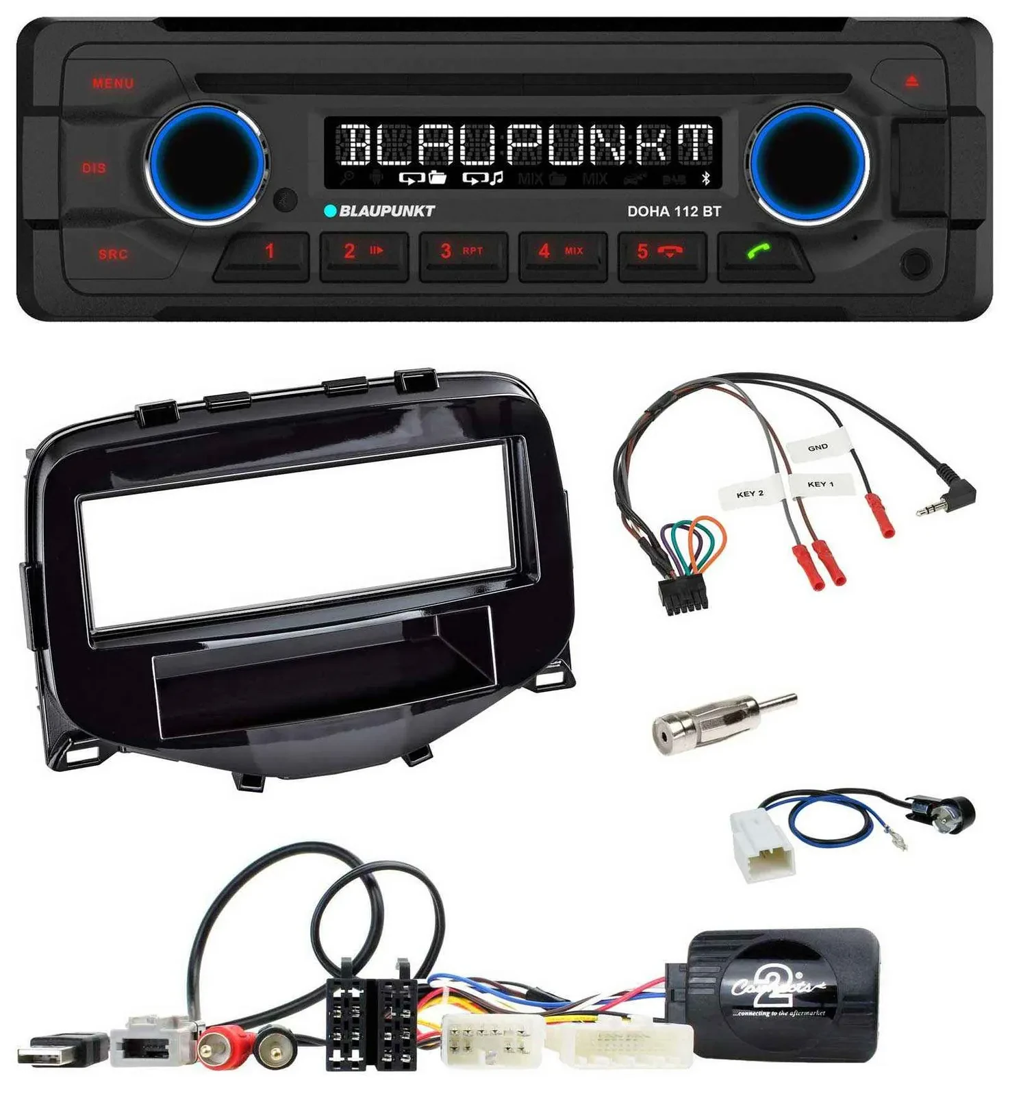 Blaupunkt Lenkrad MP3 CD Bluetooth USB Autoradio für Toyota Aygo 2014-2021