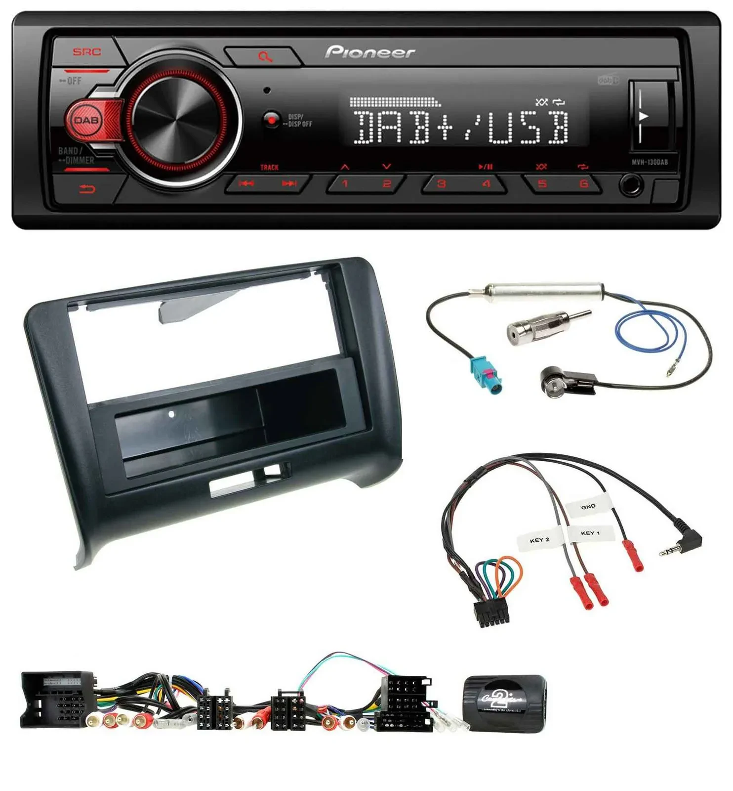 Автомагнитола для Audi TT (2006–2014) Pioneer 1-DIN, DAB, USB, MP3