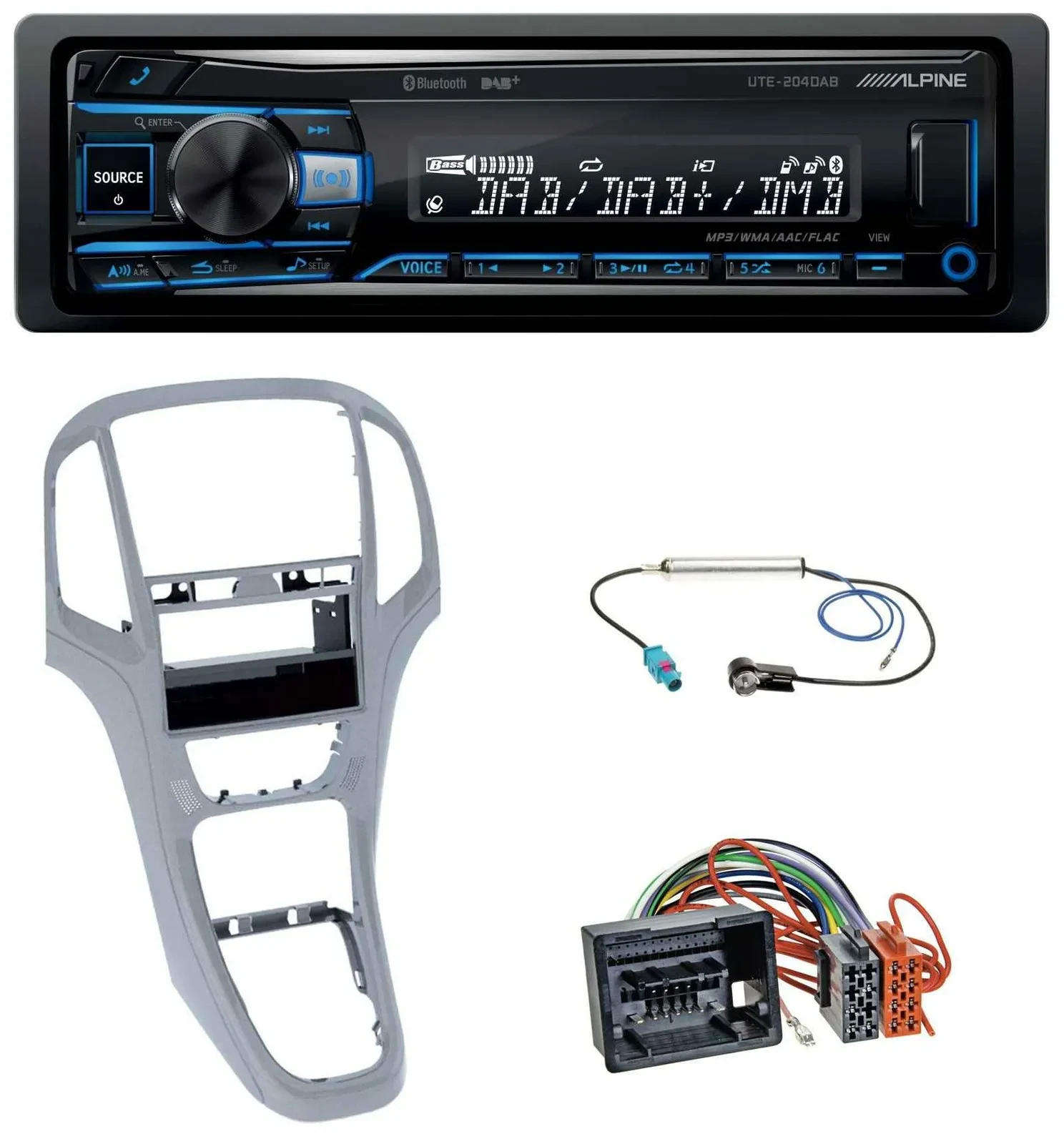 Alpine USB Bluetooth DAB MP3 Autoradio für Opel Astra J ab 2009 Platin silber