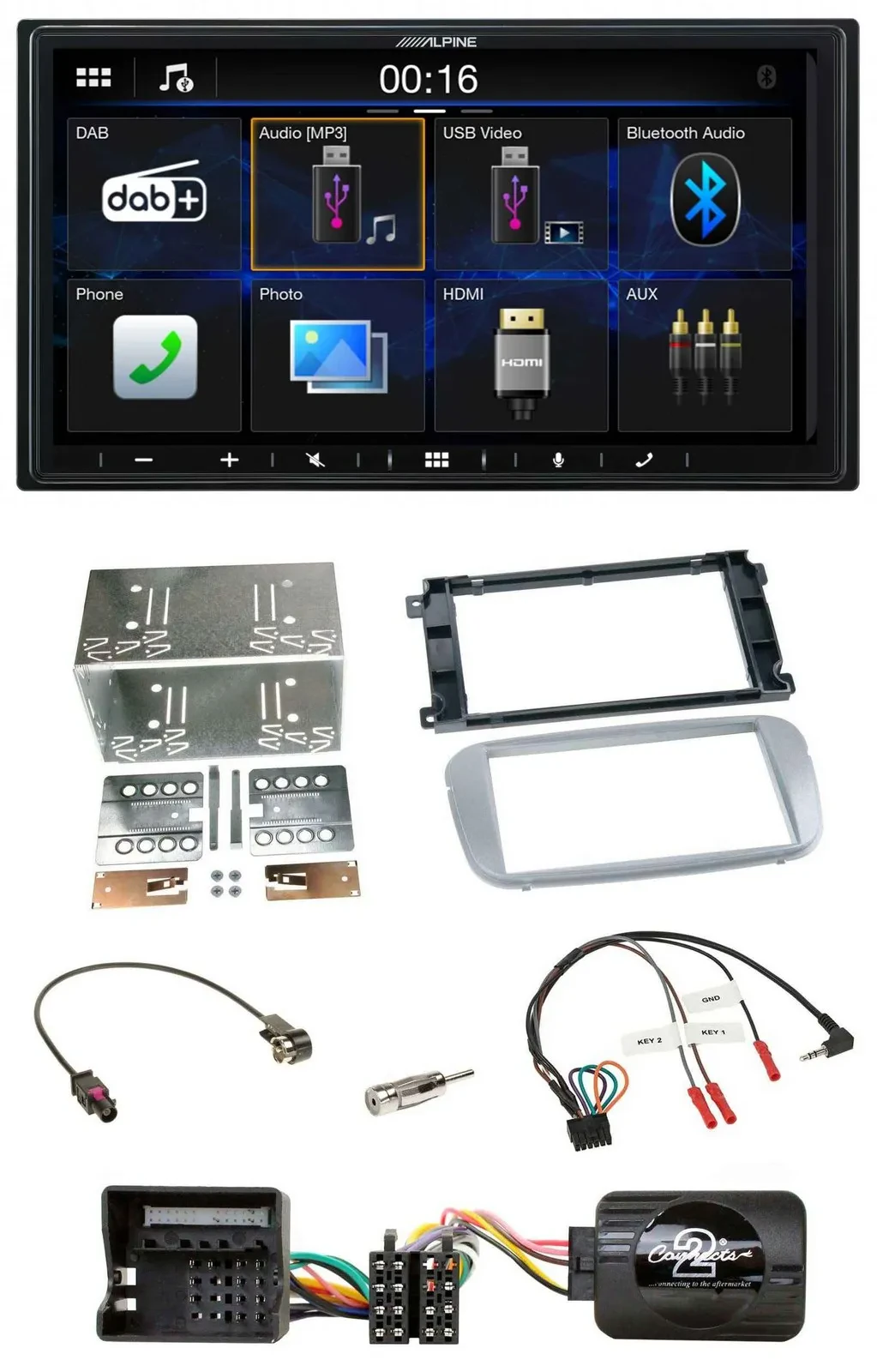 Alpine Bluetooth 2DIN Lenkrad DAB USB Autoradio für Ford Galaxy C Max Focus Prof