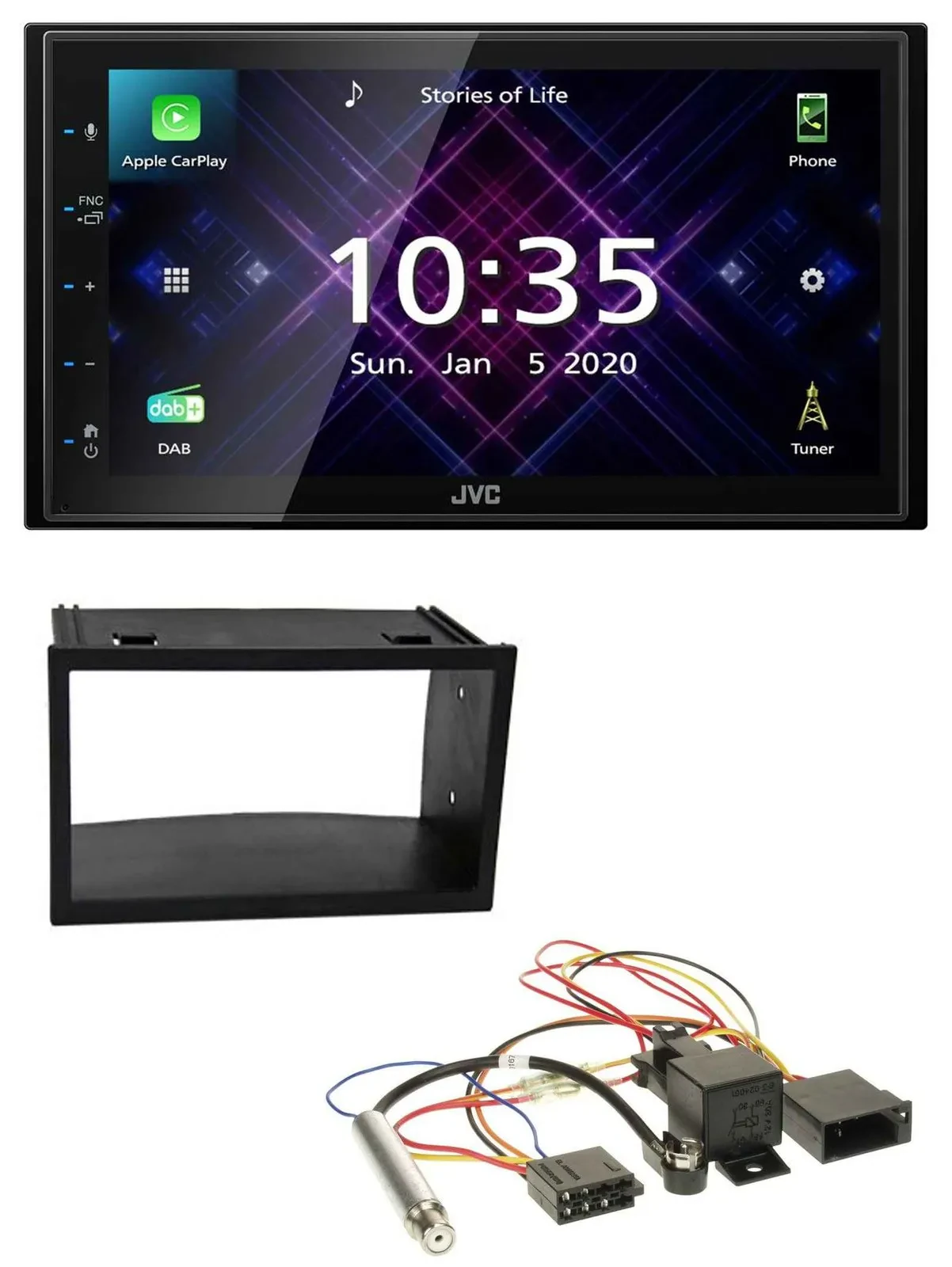 Автомагнитола JVC 2 DIN DAB MP3 Bluetooth USB для VW Golf 4/Passat/Polo/T4/Fox с ISO разъемом
