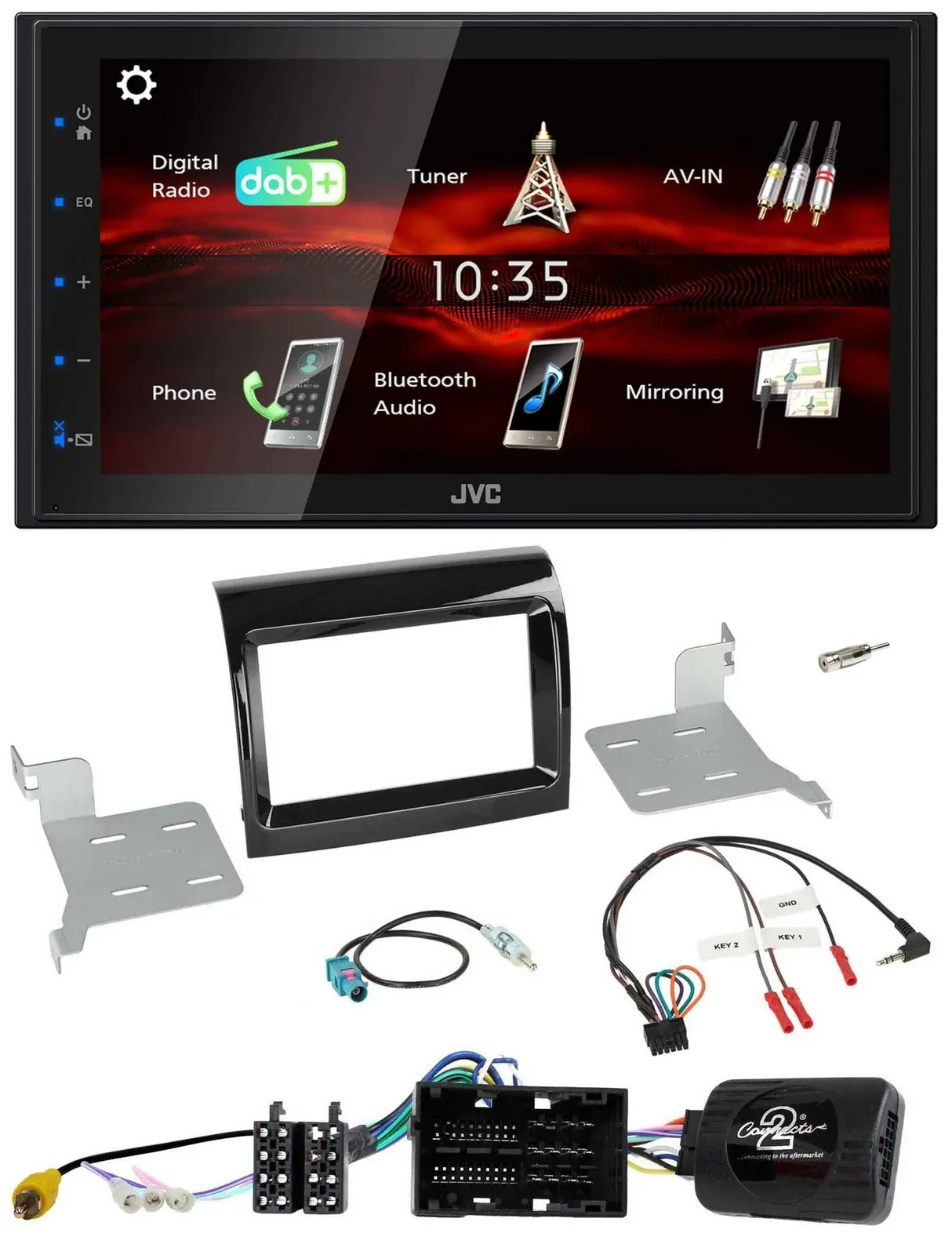 JVC USB Bluetooth Lenkrad DAB 2DIN Autoradio für Citroen Fiat Peugeot 2016-2021