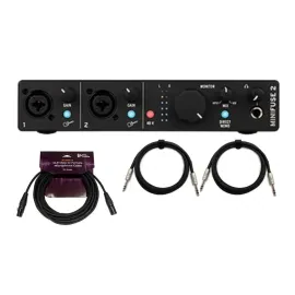 Arturia MiniFuse 2 USB C Audio Interface with XLR Cable and 2x TRS Cable Bundle
