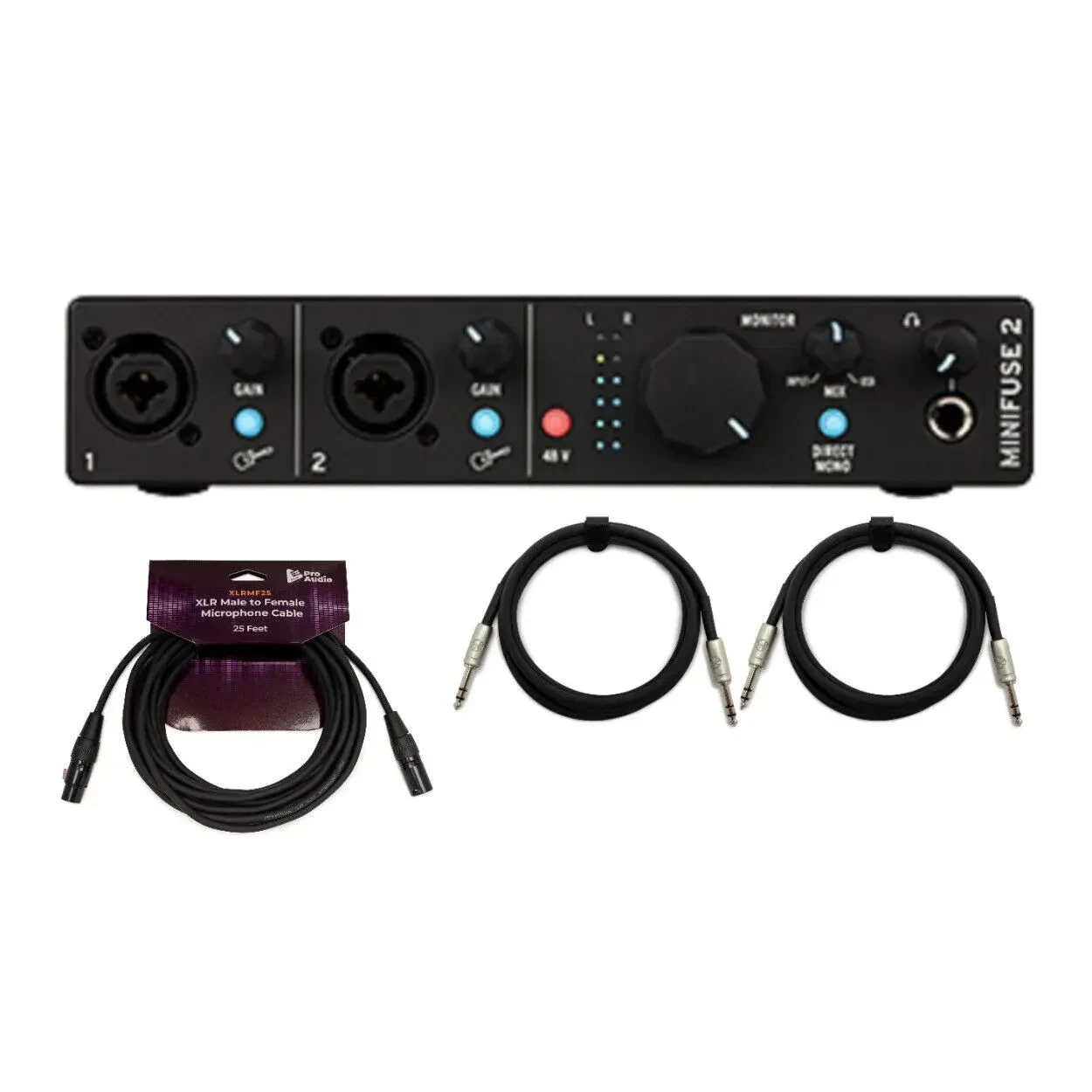 Аудиоинтерфейс Arturia MiniFuse 2 USB-C (набор) с XLR-кабелем и 2 TRS-кабелями