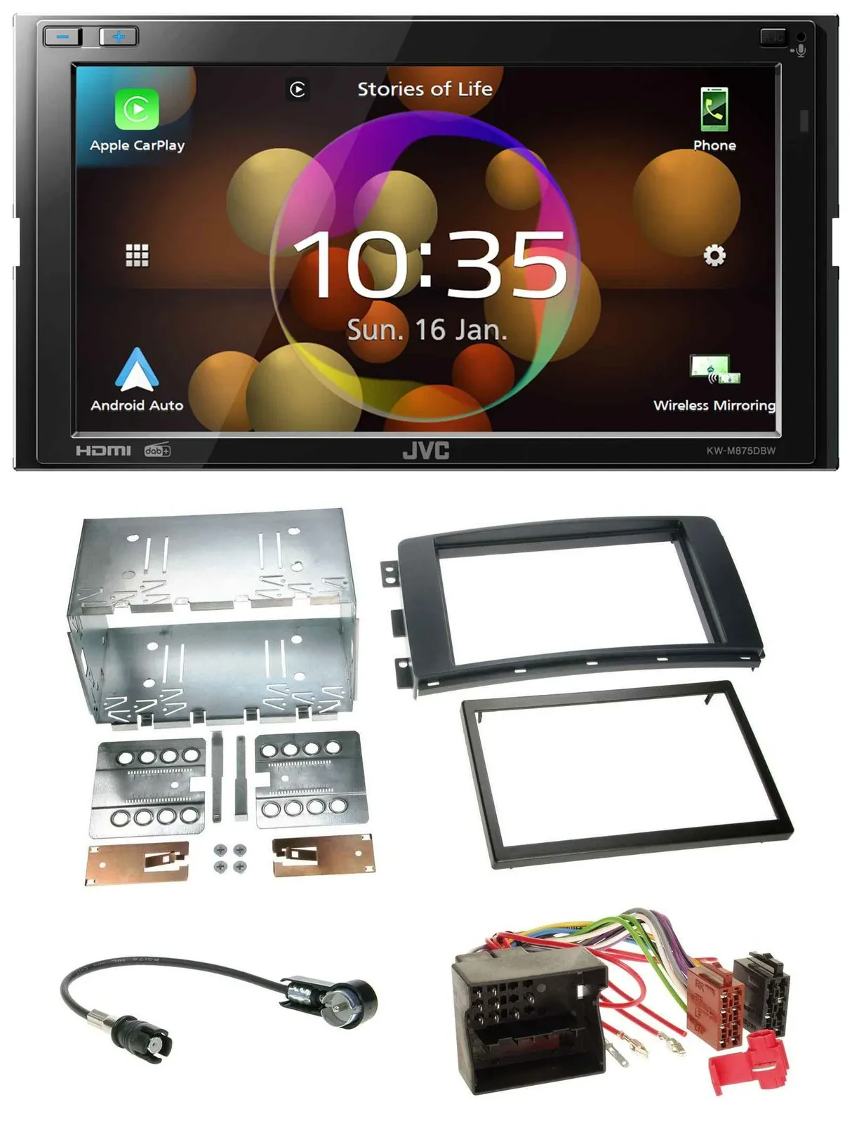 JVC DAB MP3 2DIN Bluetooth USB Autoradio für Smart ForTwo 07-10 ForFour 04-06 Qu