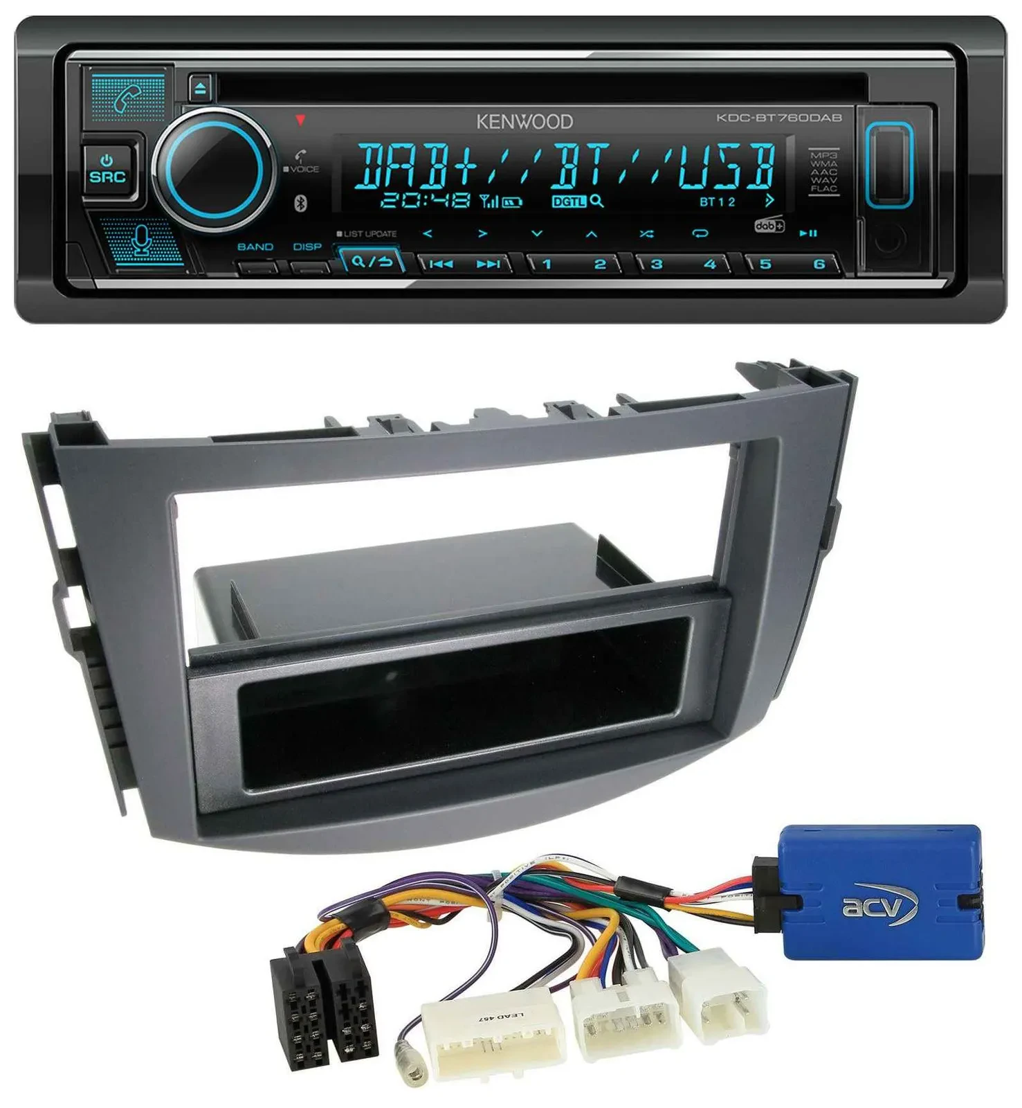 Автомагнитола для Toyota RAV4 (2011–2013) Kenwood MP3, Bluetooth, DAB, USB, CD, 28-pin